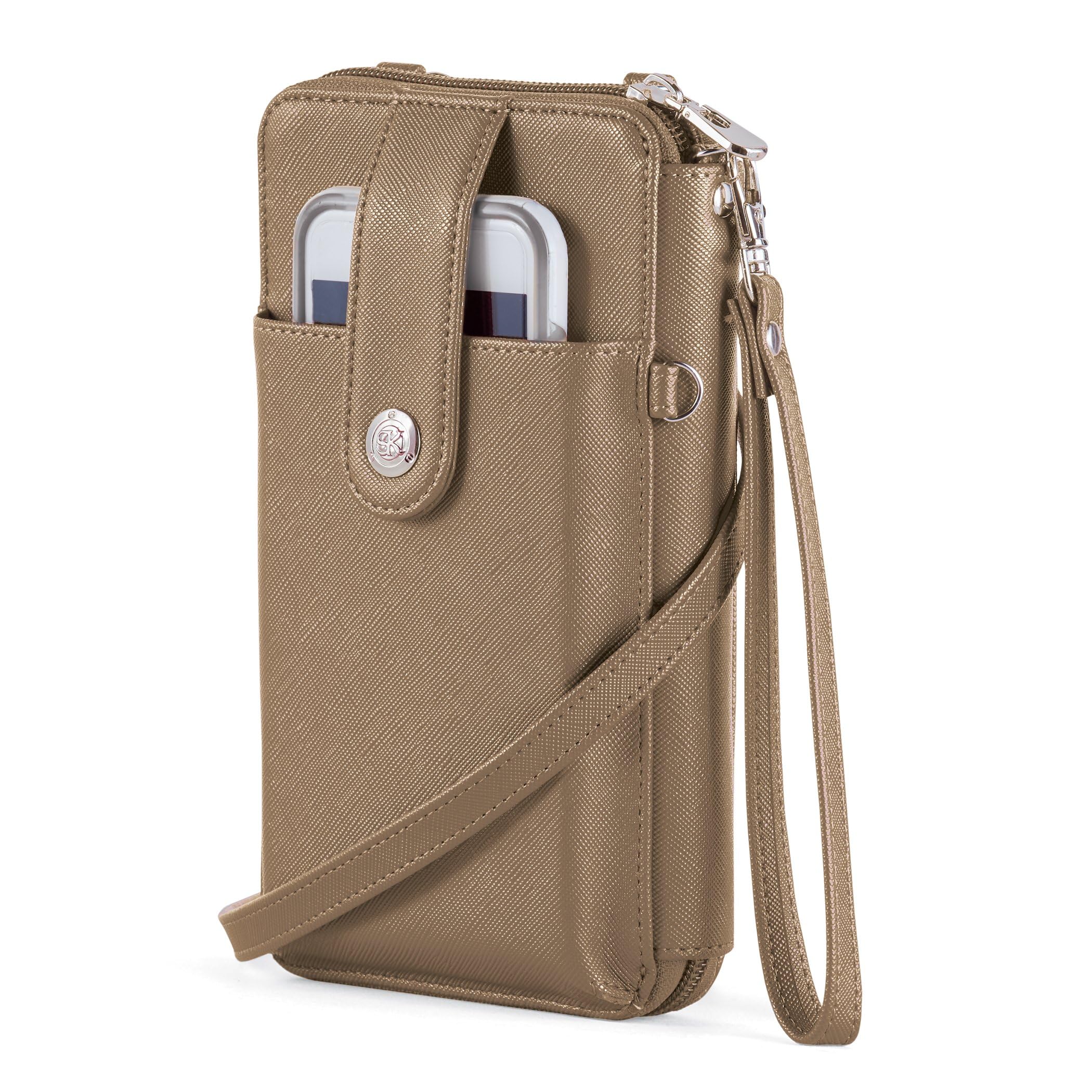 RFID Blocking Crossbody Cell Phone Wallet with Adjustable Strap - Secure Hands-Free Bag for Travel, Shopping & Daily Use