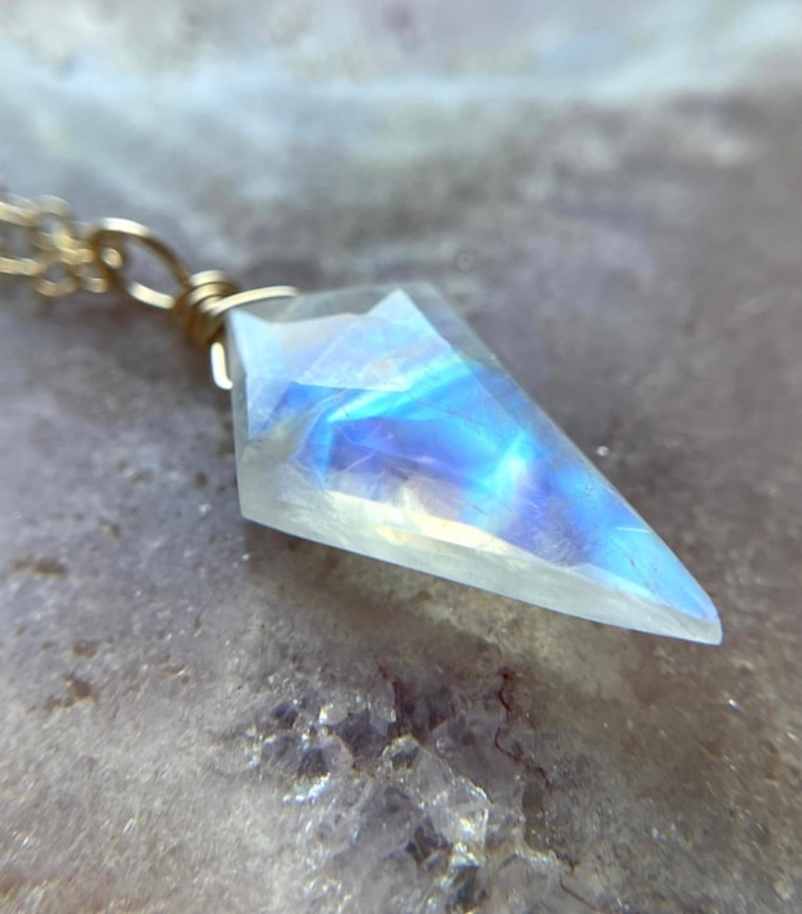 Rainbow Moonstone Pendant Necklace - Genuine Crystal Jewelry in Sterling Silver or 14K Gold Filled - Perfect for Spiritual Healing, Meditation & Boho Fashion