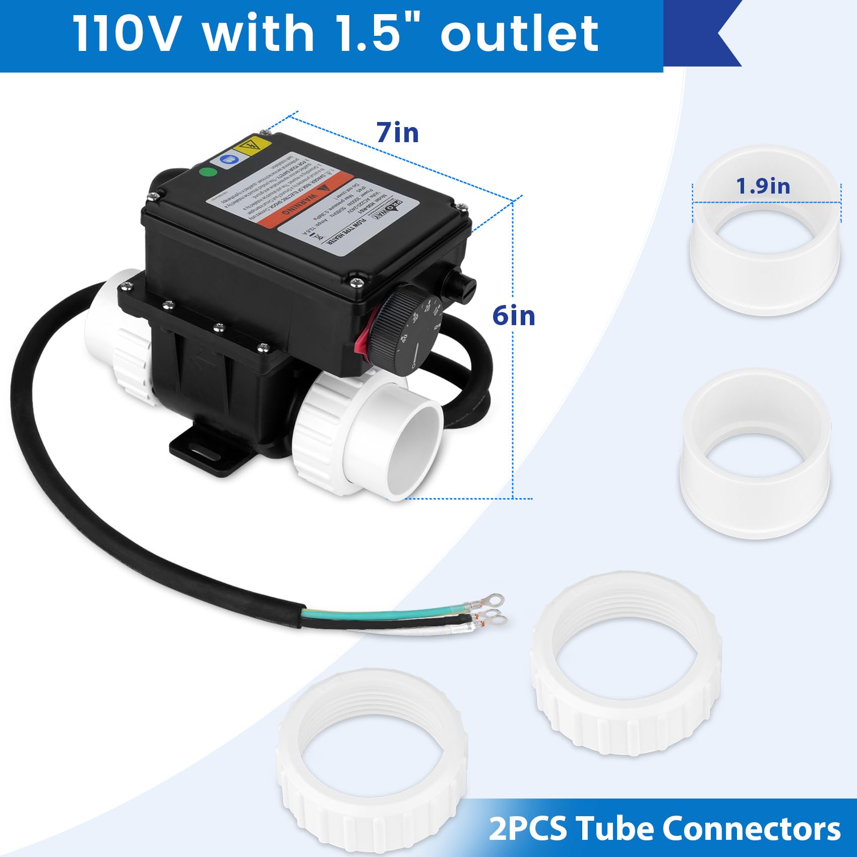 110V 2000W Hot Tub Heater with Digital Thermostat - Temperature Control for 400 Gallon Spas, Inflatable Bathtubs & Above Ground Pools - Perfect for Relaxation, Hydrotherapy & Backyard Leisure