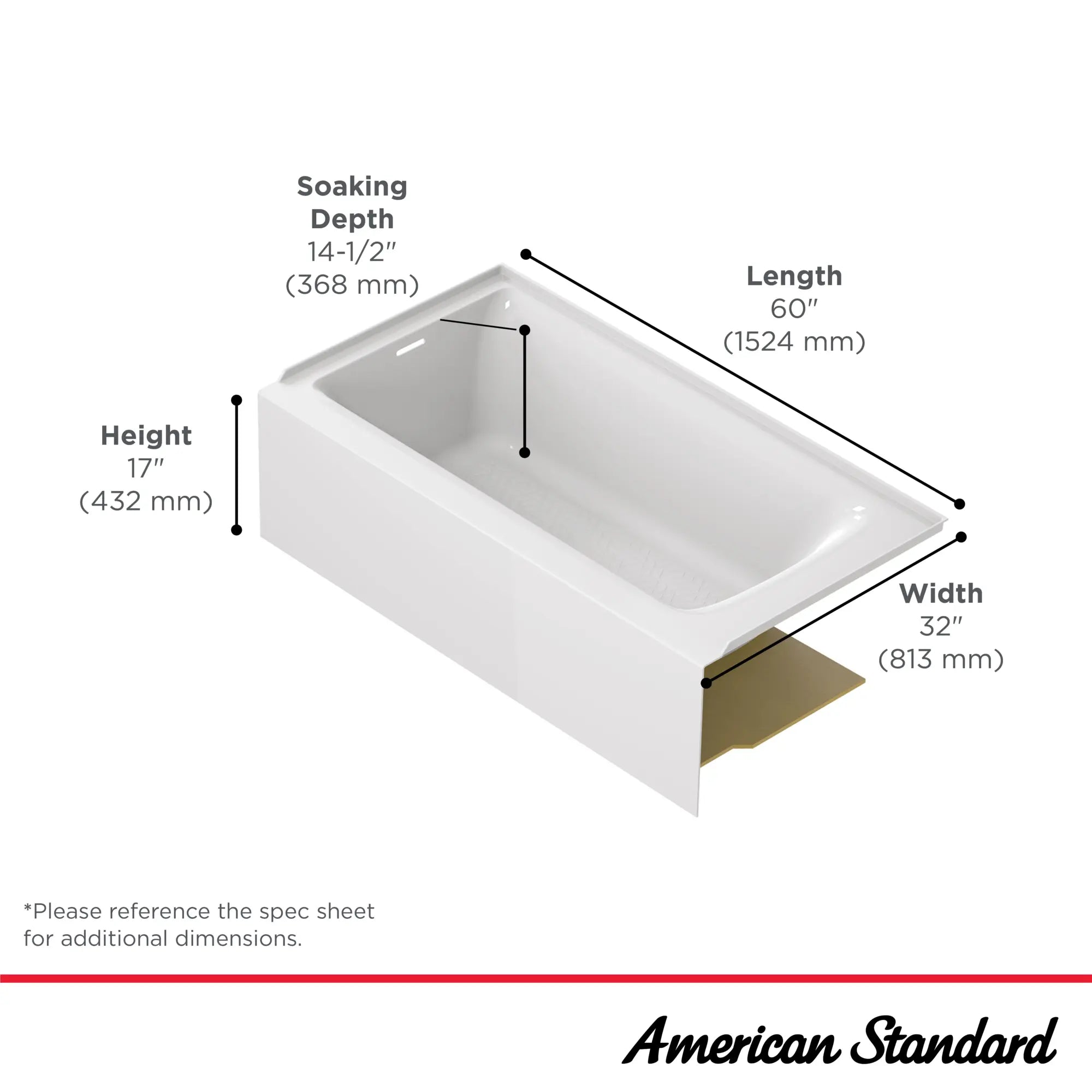 60 x 32 Inch Left Drain Freestanding Soaking Bathtub with Integral Apron - Perfect for Master Bathroom, Spa Retreat & Luxury Home Renovation