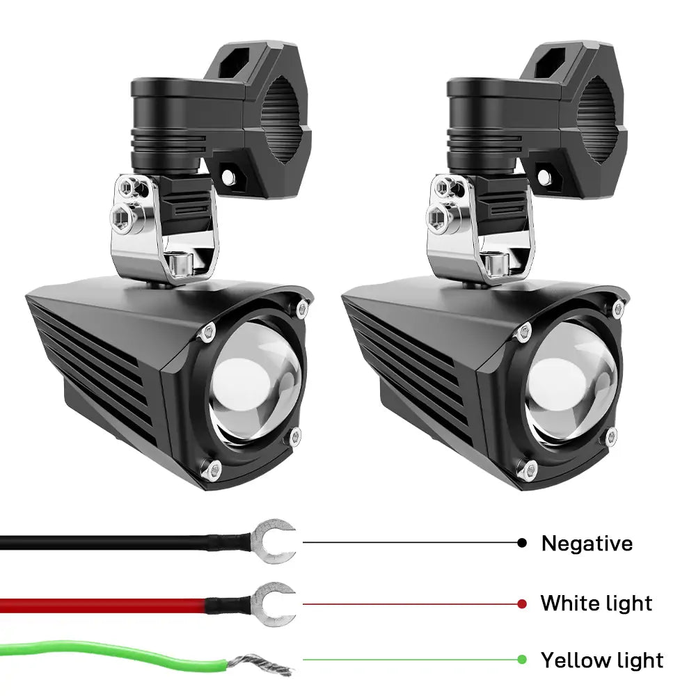 LOYO 60W LED Motorcycle Headlights - Amber & White Dual Color Off-Road Lights for Harley, Honda, Yamaha - Waterproof Fog Lights for Night Riding, Adventure & Off-Roading