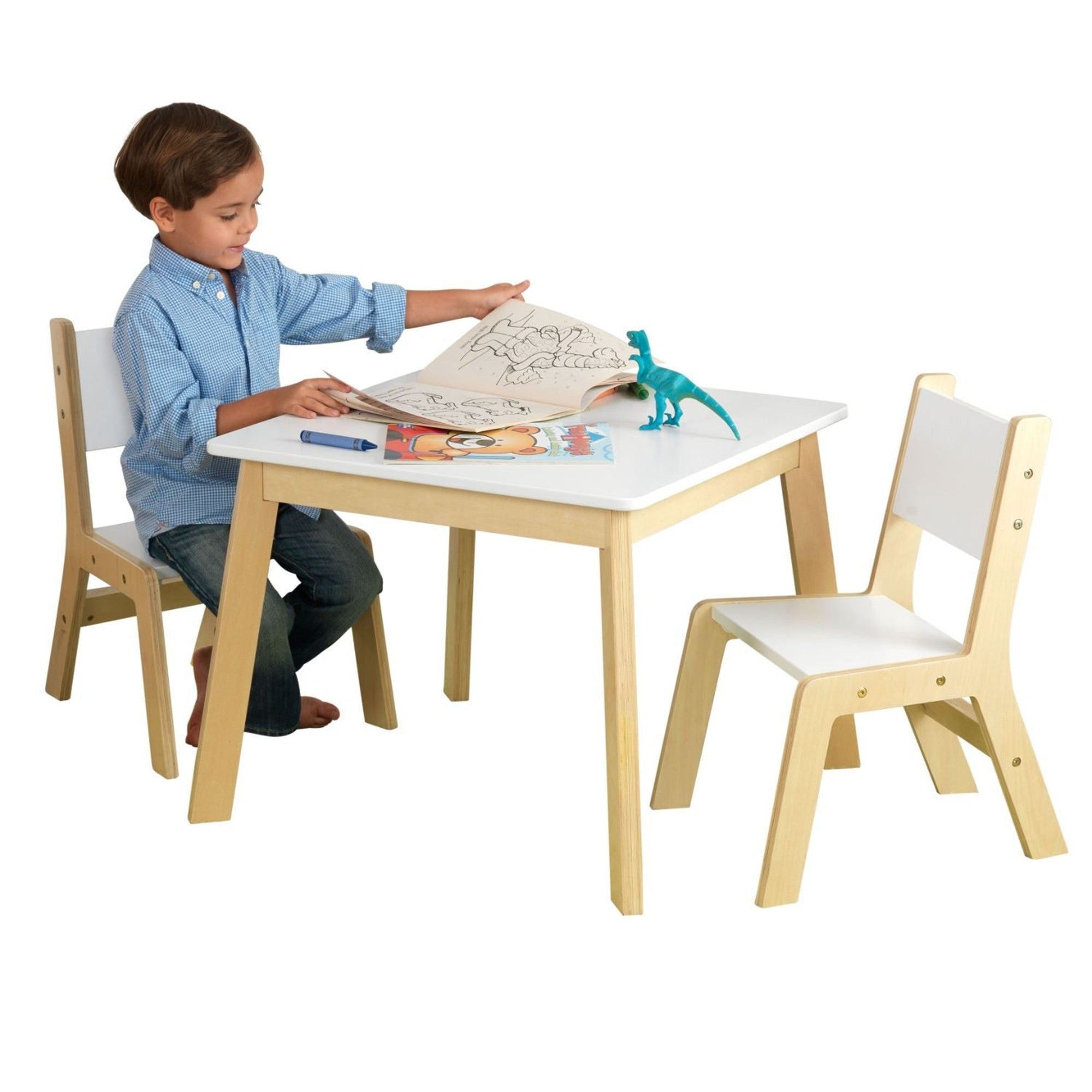 KidKraft Modern Kids Table and Chair Set - White Wooden Play Table for Toddlers | Perfect for Arts & Crafts, Snack Time, and Learning Activities