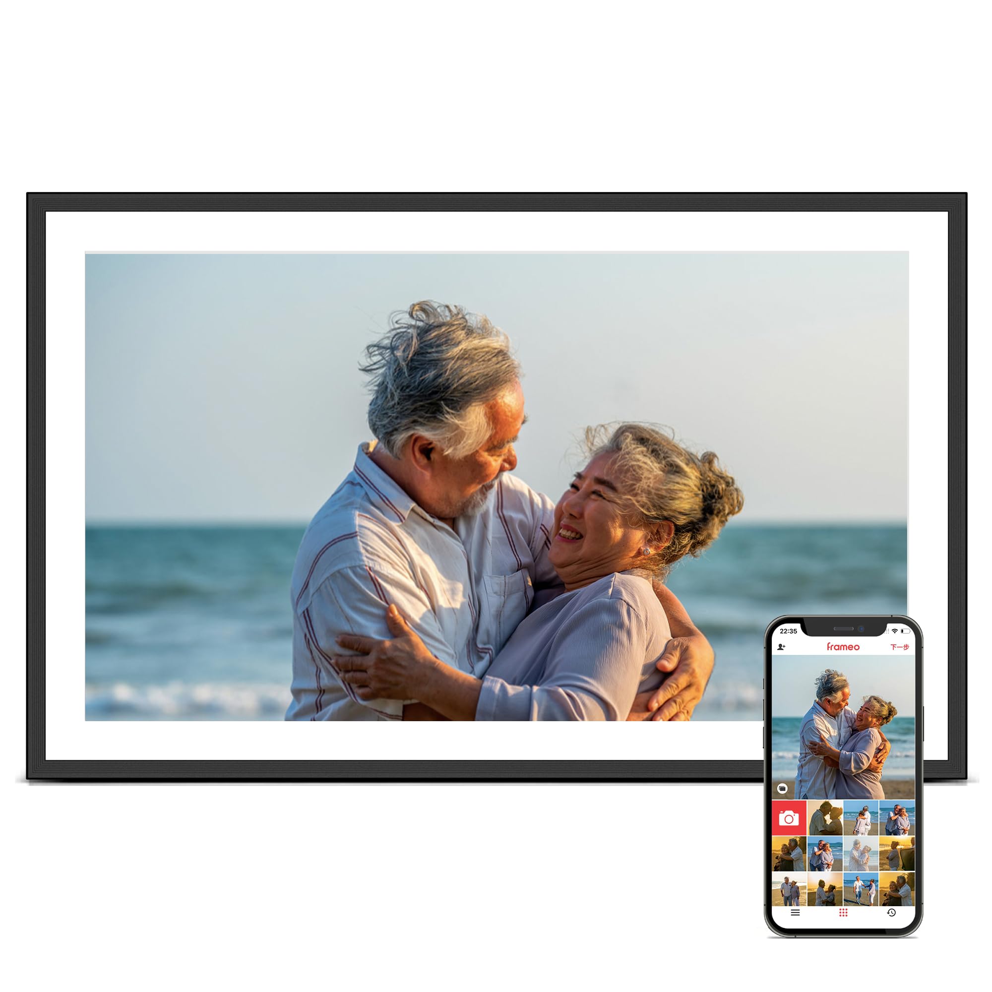 15.6 Inch WiFi Digital Picture Frame - 32GB Storage, 1920x1080 IPS HD Touch Screen, Wall Mount & Tabletop Display - Share Photos & Videos Instantly - Perfect Gift for Mom, Birthday & Wedding Decor - Home & Office Digital Photo Display