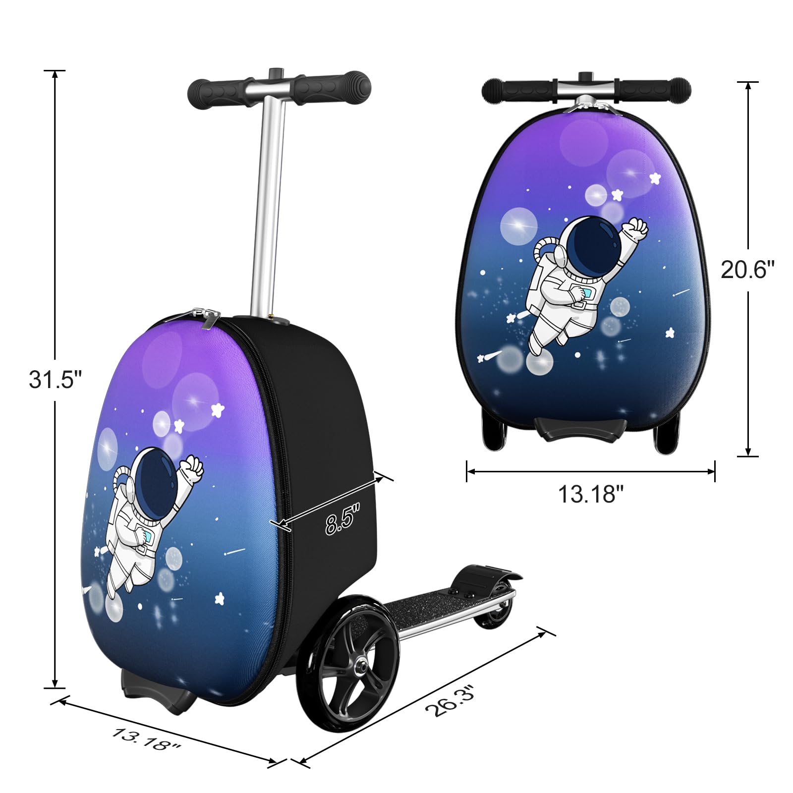 2-in-1 Kids Scooter Suitcase with LED Wheels - Ride-On Luggage for Travel, Shopping & Outdoor Adventures | Perfect for Airports, Malls & Family Vacations