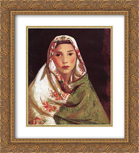 Robert Henri Mexican Girl Maria 20x22 Gold Ornate Framed Art Print - Double Matted Museum Quality Wall Decor for Living Room, Bedroom & Office