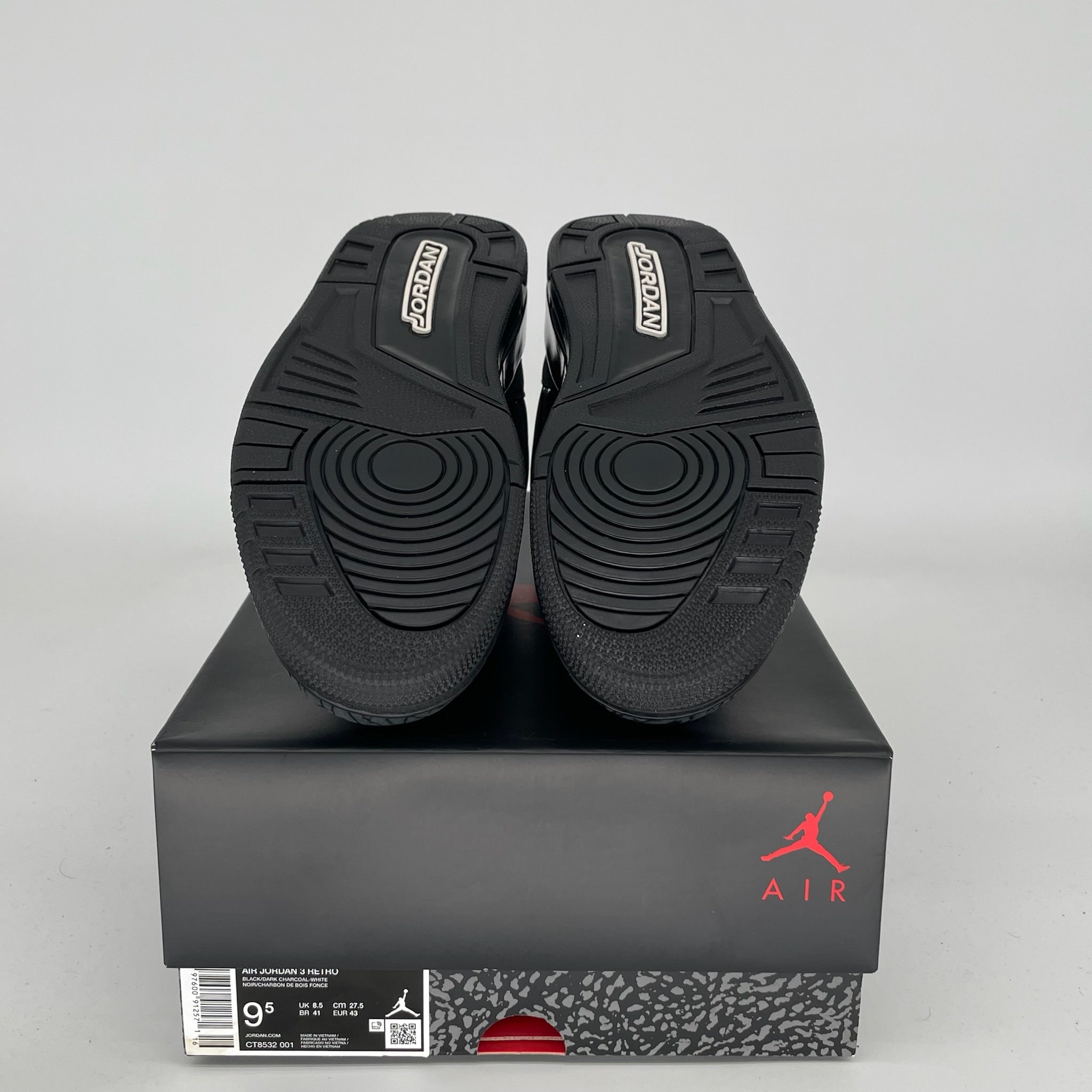 AIR JORDAN 3 BLACK CAT Men's Basketball Shoes Size 9.5 - Style CT8532-001 | Retro Sneakers for Streetwear & Casual Outfits