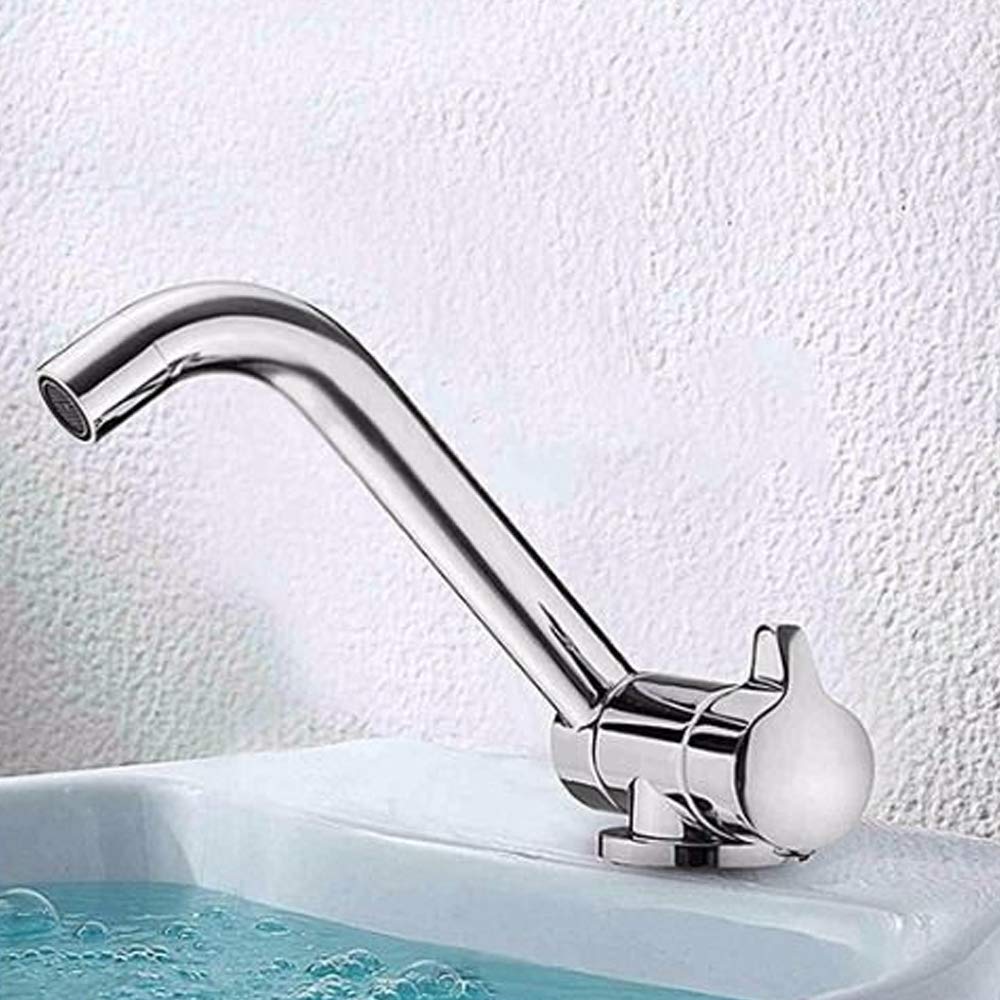 360° Rotating Wall Mounted Kitchen Faucet with Hot/Cold Water - RV, Caravan & Outdoor Use - Durable Stainless Steel Faucet with 2 Flexible Hoses for Kitchen, Camper, Boat & Off-Grid Living