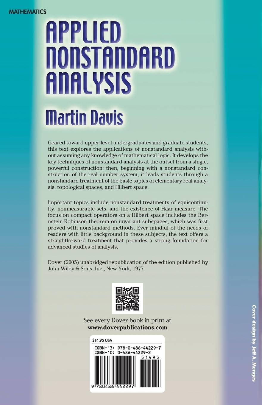 Applied Nonstandard Analysis - Dover Books on Mathematics | Mathematical Research & Advanced Studies | Perfect for Graduate Students & Researchers