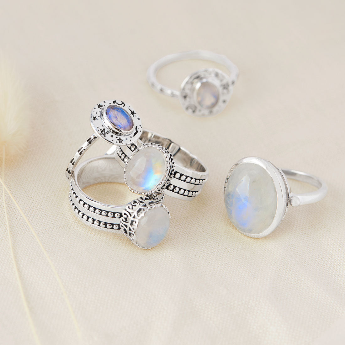 Divinity Moonstone Ring for Women - Elegant Sterling Silver Jewelry with Healing Properties | Perfect for Meditation, Yoga & Spiritual Gifts