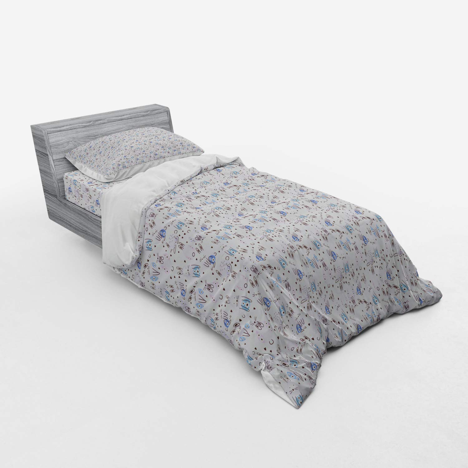 Ambesonne Easter Duvet Cover Set - Floral Bunny & Heart Design 3-Piece Bedding (Twin XL, Pale Peach) | Spring Decor, Kids Room, Guest Bedroom