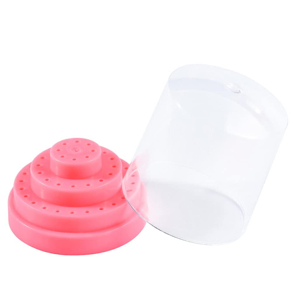 48-Slot Nail Drill Bit Holder Stand - Pink & Multicolor Manicure Organizer Box for Storage & Display | Perfect for Salon, Nail Techs & DIY Nail Art at Home