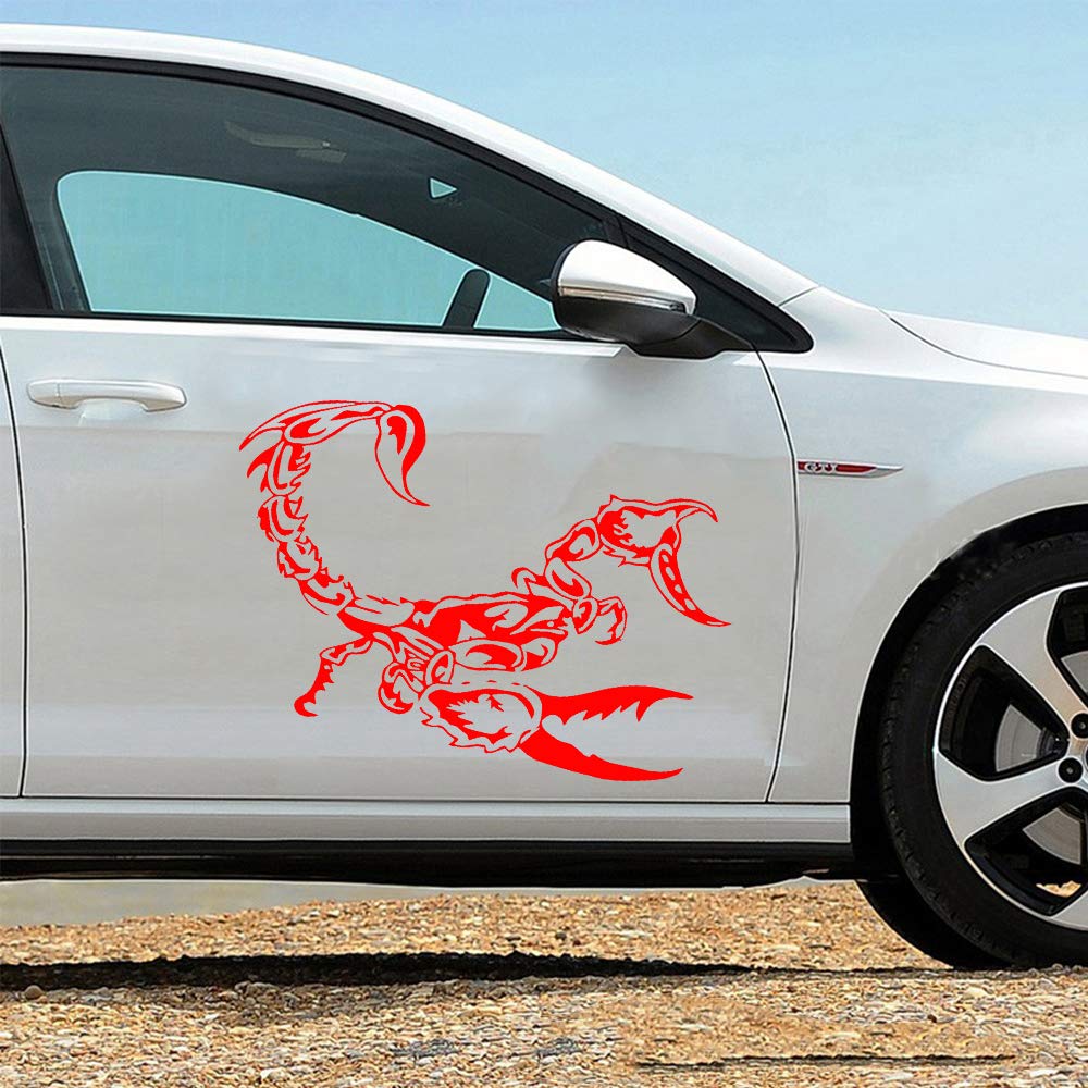 Practlsol 1PC Cool Red Scorpion Vinyl Car Decal Sticker - Universal Scratch-Resistant Hood Decal for Cars, Trucks & SUVs | Perfect for Customizing Vehicles & Hiding Scratches