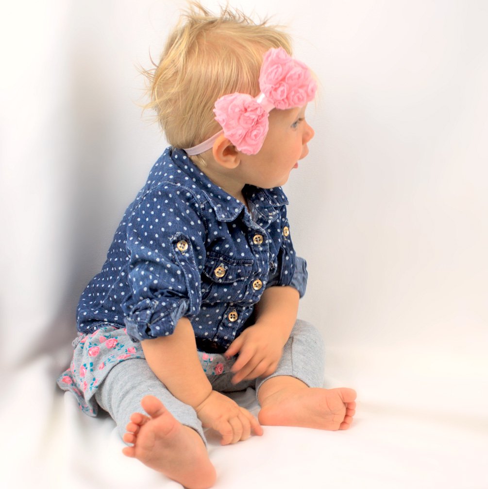 My Lello 2-Pack Soft Infant Baby Headbands - Rose Bow Hair Accessories for Girls, Toddlers & Newborns - Perfect for Photoshoots, Birthday Parties & Everyday Outfits