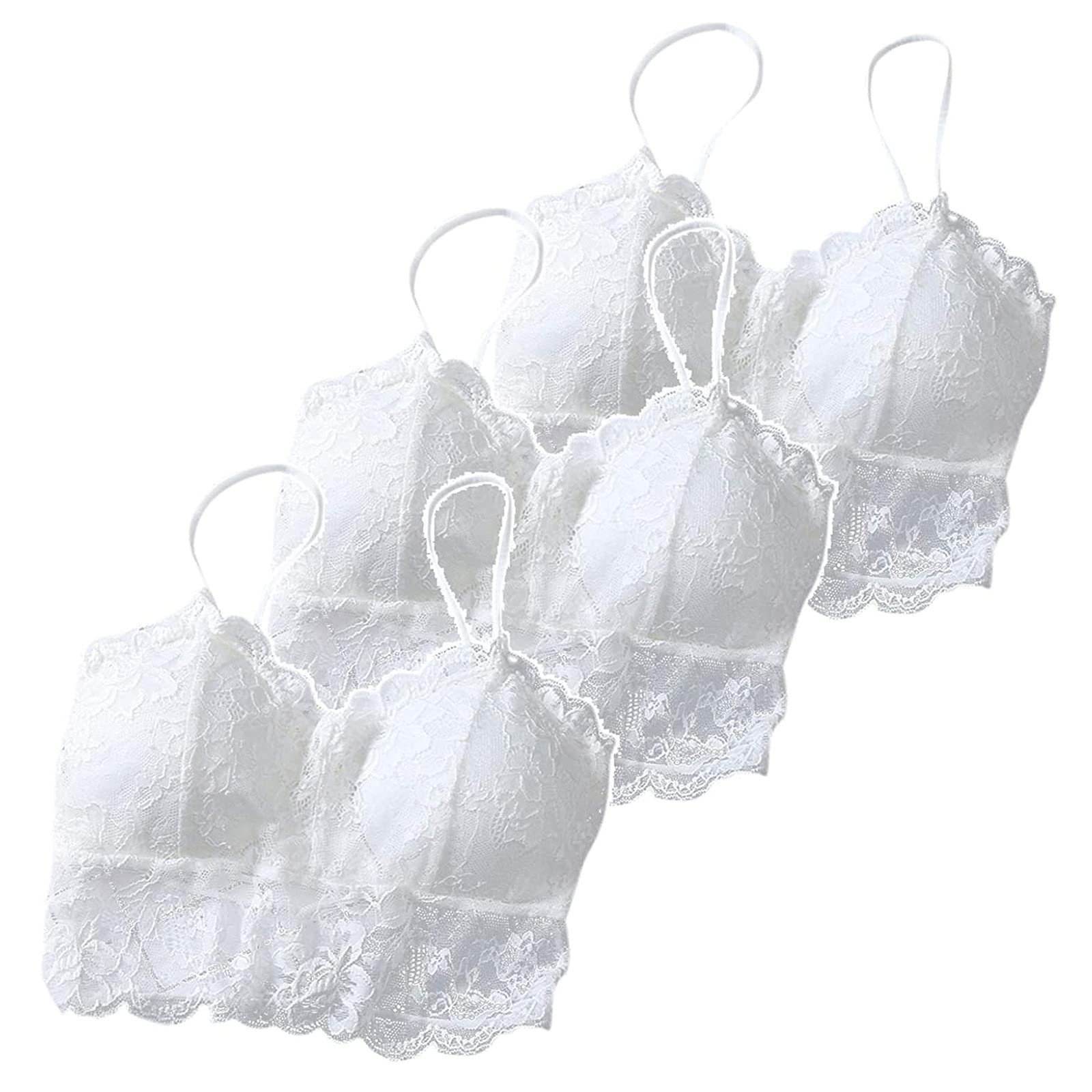 3-Piece Women's Sexy Lace Crisscross Bandeau Vest with Chest Pad - Comfortable Sports Underwear & Nightwear for Sleep, Lounge, and Date Nights - White