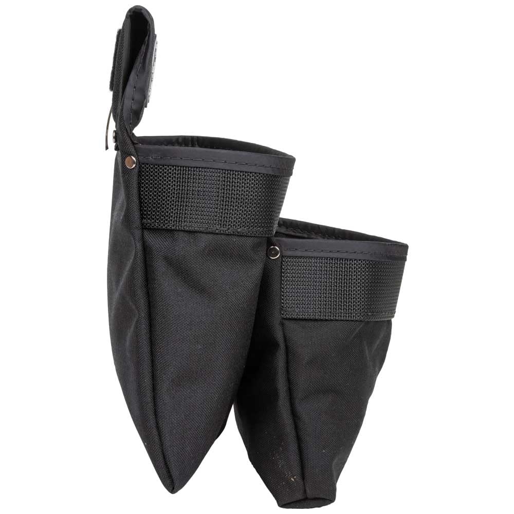 Klein Tools 5702 Heavy Duty Tool Pouch - PowerLine Series Utility Pouch for Electricians & Contractors (Fits 2.5-Inch Tool Belts) with Reinforced Rivet Stitching & Dual Pockets - Ideal for Construction Work, Electrical Repairs & DIY Home Improvement Projects