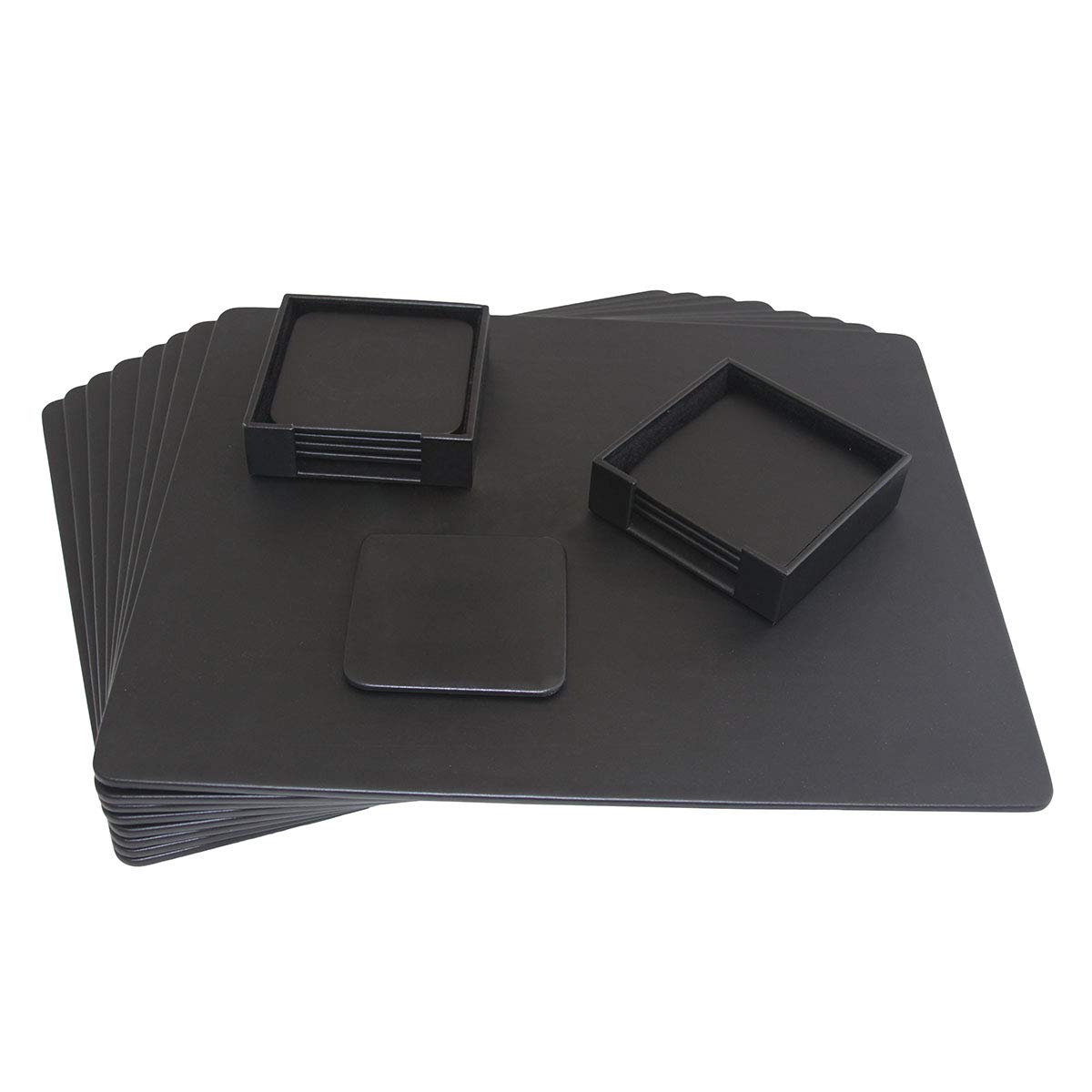 Premium DACASSO Leatherette Conference Room Desk Set - 8-Piece Black Executive Leather Desk Blotter & Writing Surface Protector - Ideal for Office Meetings, Presentations & Professional Workspaces