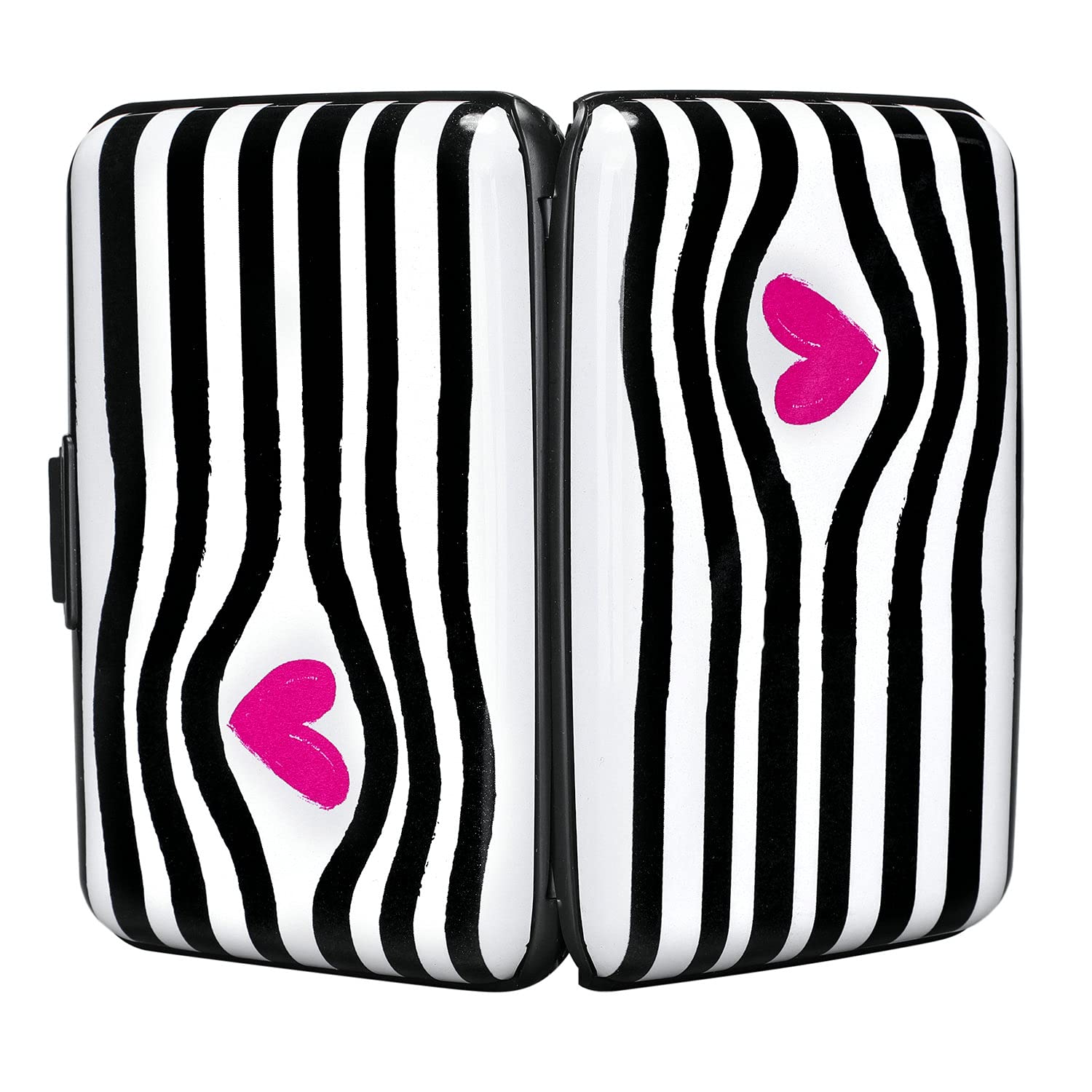 ELFISH Mini RFID Blocking Aluminum Wallet - Slim Credit Card Holder for Men & Women - Metal ID & Business Card Case (Eye Heart Design) - Perfect for Travel, Work & Everyday Use