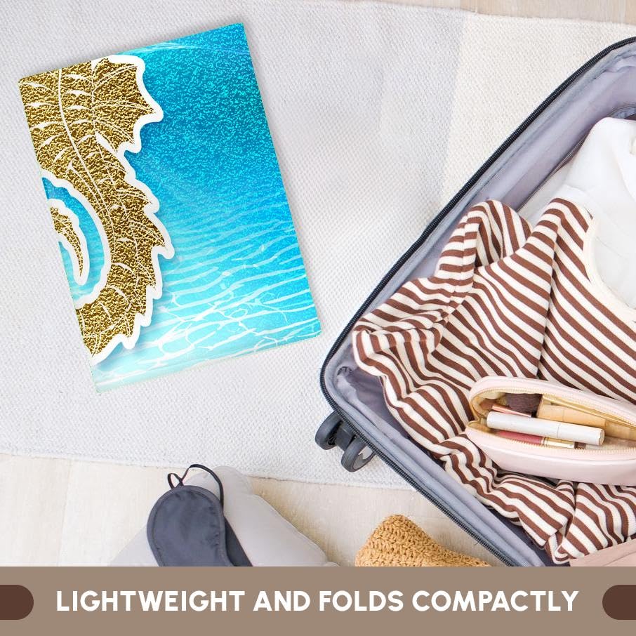 3D Rose Gold Glitter Seahorse Sunlit Ocean Tropical Scrapbook Style Bath Towel - 15