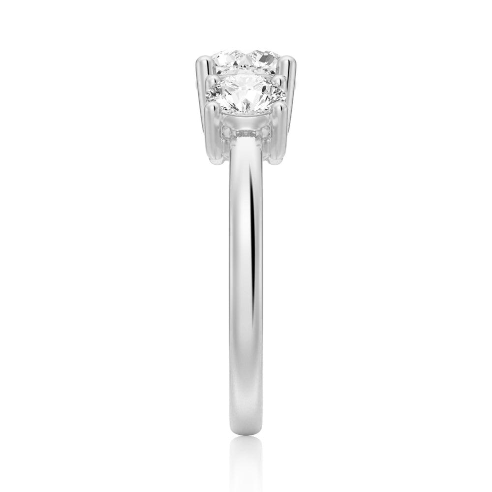3 Stone Shared Prong Moissanite Anniversary Band Ring - 14K White Gold Wedding Ring for Women, Durable & Sparkling Gift for Wife - Perfect for Anniversaries, Engagements & Special Occasions