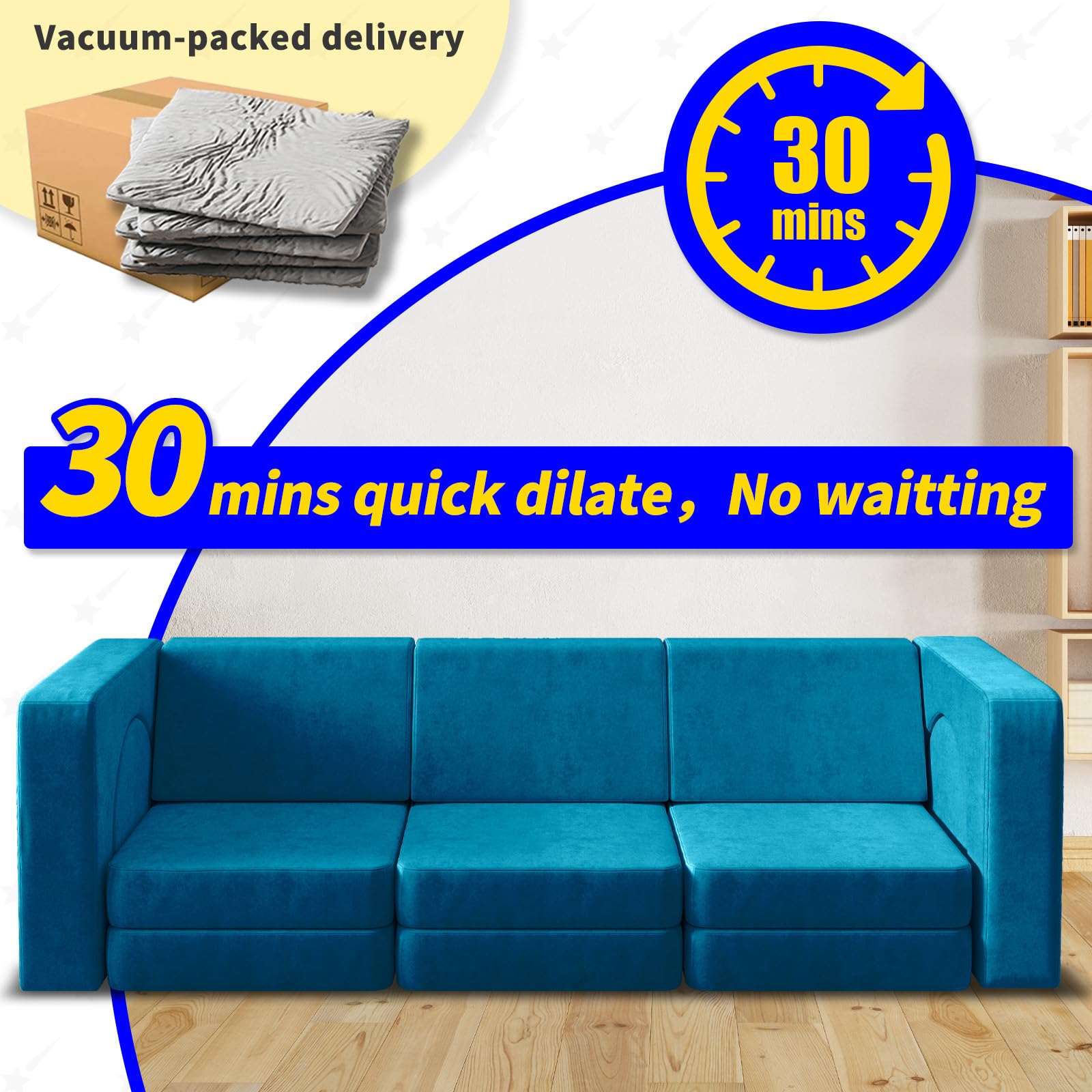 Wanan Kids Couch 12PCS - Modular Play Sofa for Playroom & Bedroom, 12-in-1 Multifunctional Toddler Sofa for Boys & Girls - Creative Play, Napping & Indoor Activities (Blue) | Perfect for Playdates, Reading Nooks & Cozy Movie Nights