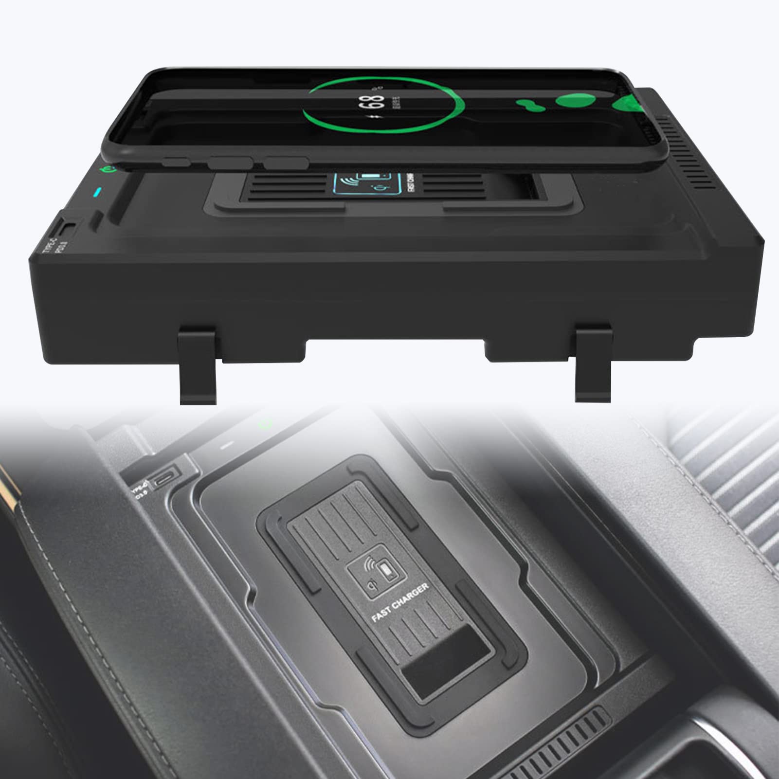2021 Upgraded Wireless Car Charger for Toyota Highlander & Crown 2022 - 15W Fast Charging Pad with Smart Phone Detection, Compatible with iPhone 13/12 - Perfect Center Console Accessory for Safe Driving & Convenient Charging