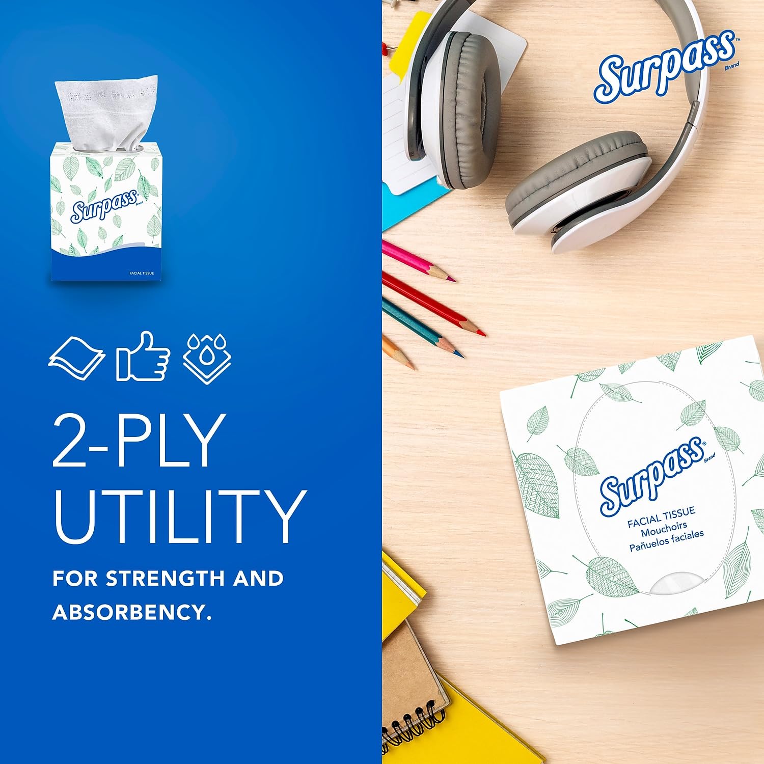 Premium 2-Ply Facial Tissues in Pop-Up Box - 110 Count | Soft & Strong for Everyday Use at Home, Office & Travel