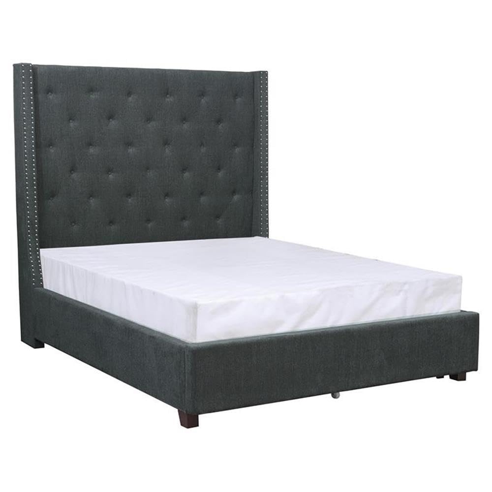 Lexicon Fairborn Fabric Eastern King Bed Frame with Storage Drawers - Gray Upholstered Platform Bed for Master Bedroom, Guest Room & Small Spaces