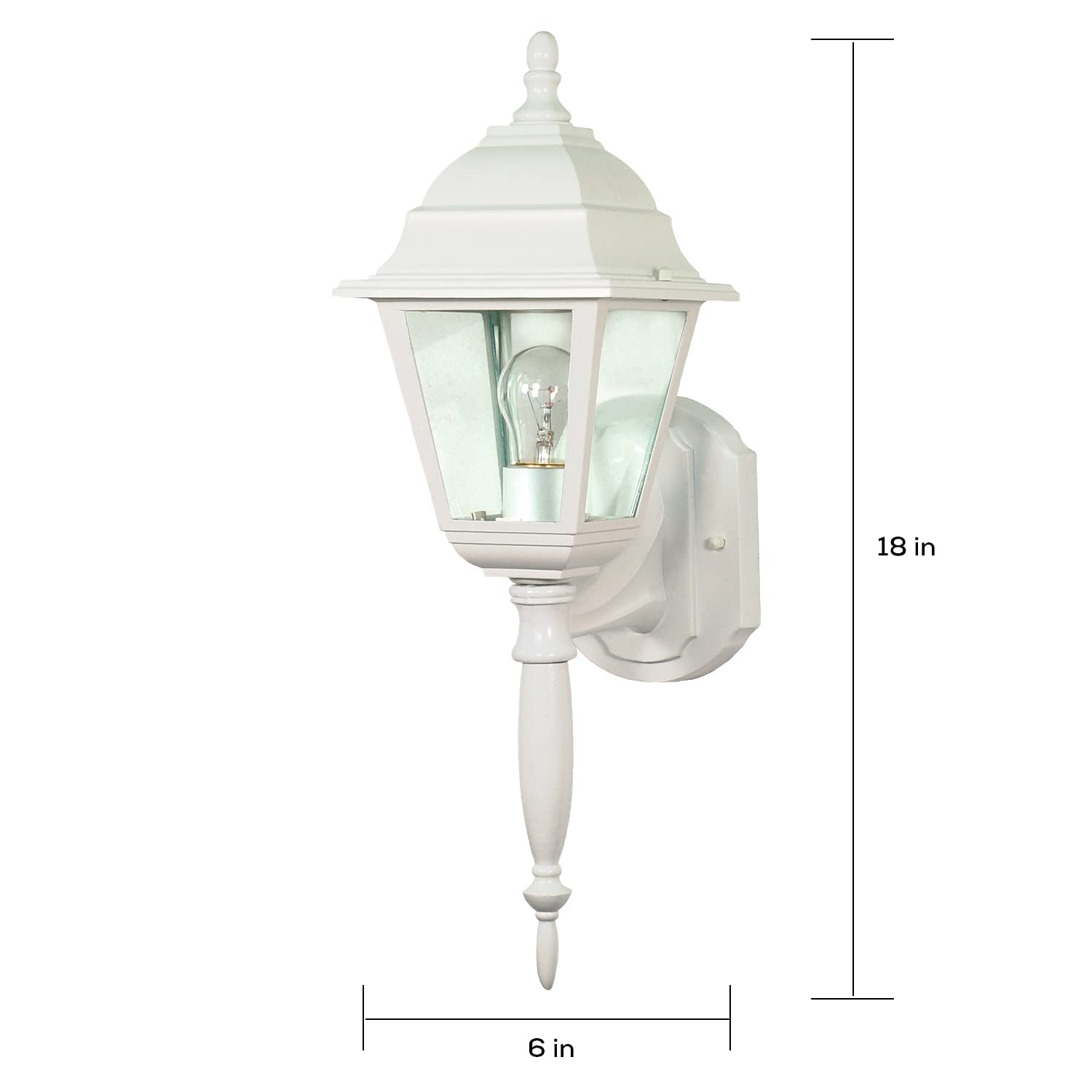 60/540 Clear Glass White Wall Lantern - Outdoor Porch Light Fixture for Patio, Garden & Entryway Lighting