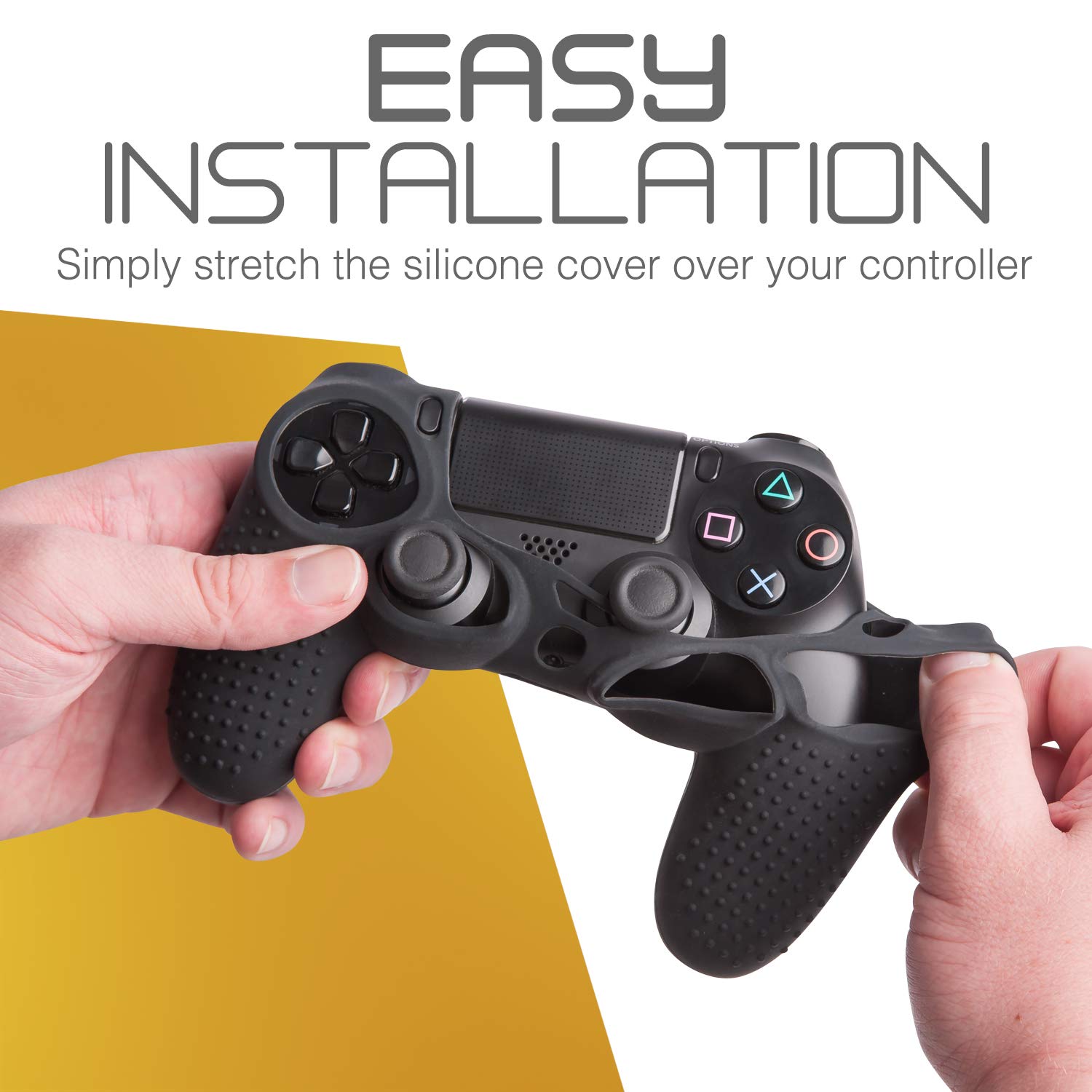 Fosmon Anti-Slip Protective Skin Cover for Sony PS4/PS4 Slim/PS4 Pro Controller - 8 Thumb Grips & 4 Pairs (Black) - Enhance Gaming Comfort for Long Sessions