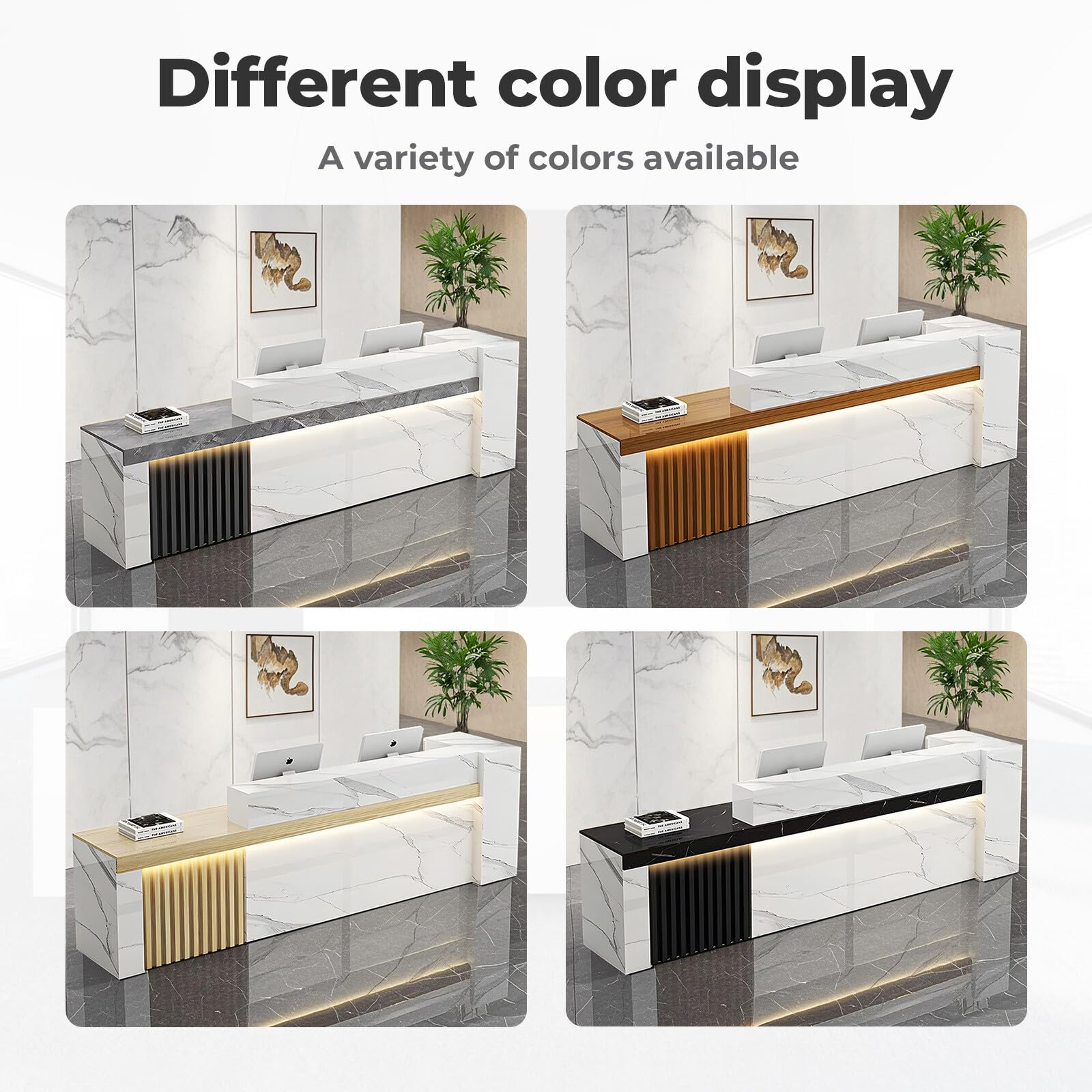 Modern Reception Desk with Shelf & Lockable Drawers - 87