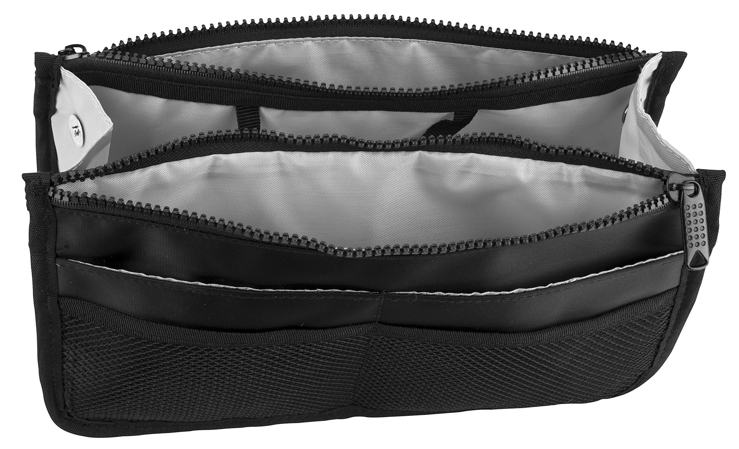 Black Cosmetic Makeup Bag - Small Travel Makeup Organizer Pouch for Women | Perfect for Travel, Gym & Daily Essentials Storage