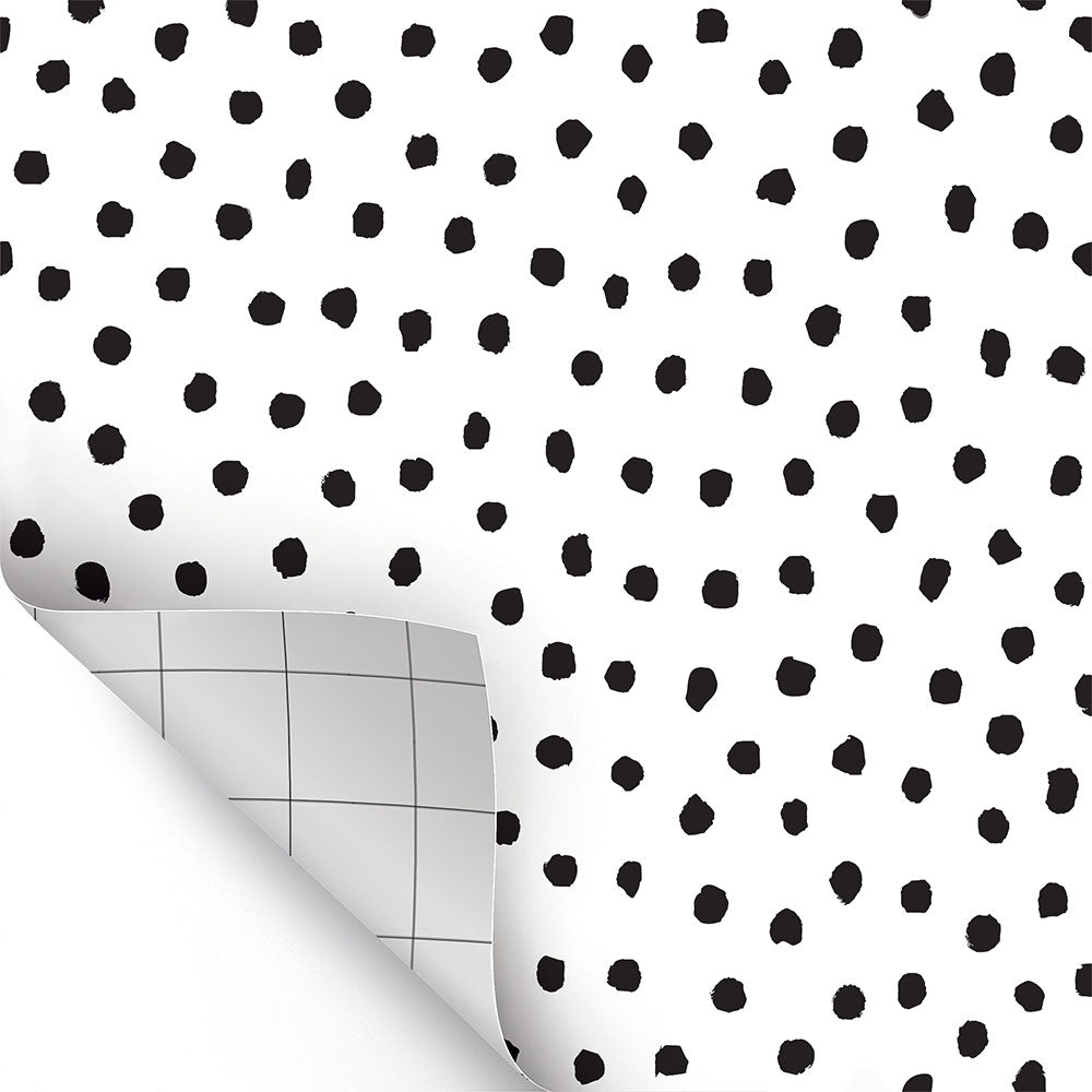 Black Dot Peel and Stick Wallpaper - Self-Adhesive Decorative Paper for Home, Office, and Nursery Room Decor - Easy DIY Wall Covering for Accent Walls and Furniture Makeovers