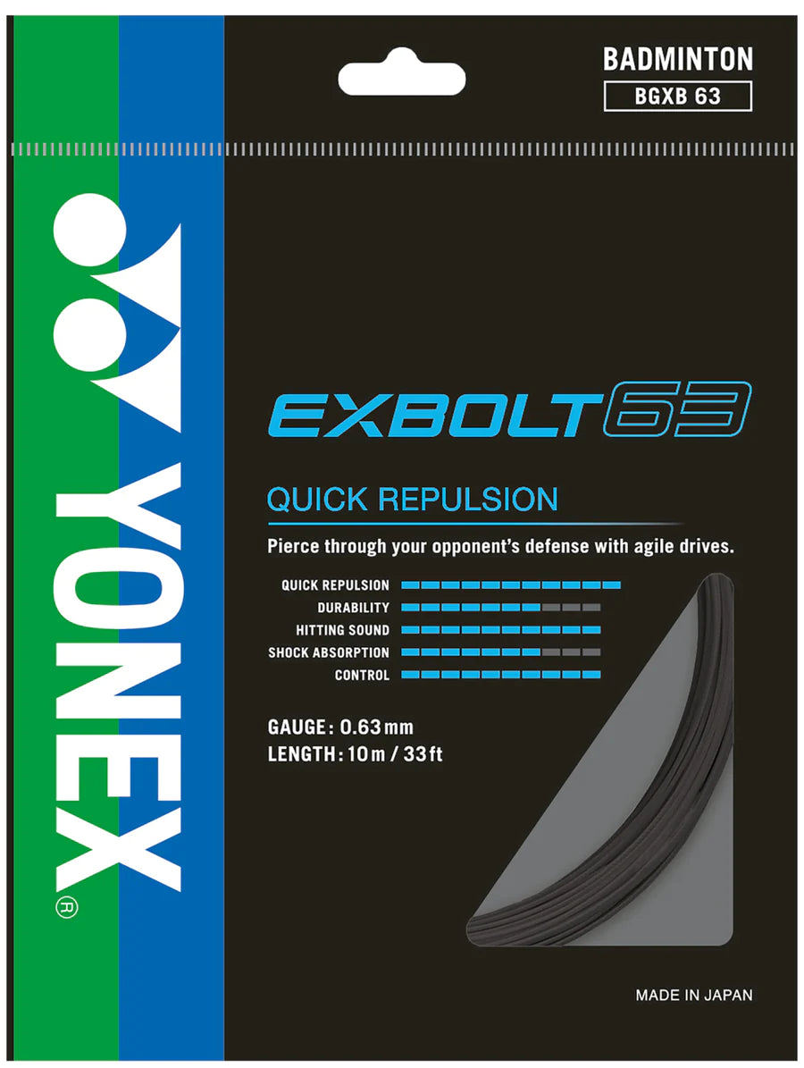 Yonex Exbolt 63 Badminton String - High Performance Badminton Racket String for Professional Players | Perfect for Tournament Play & Training