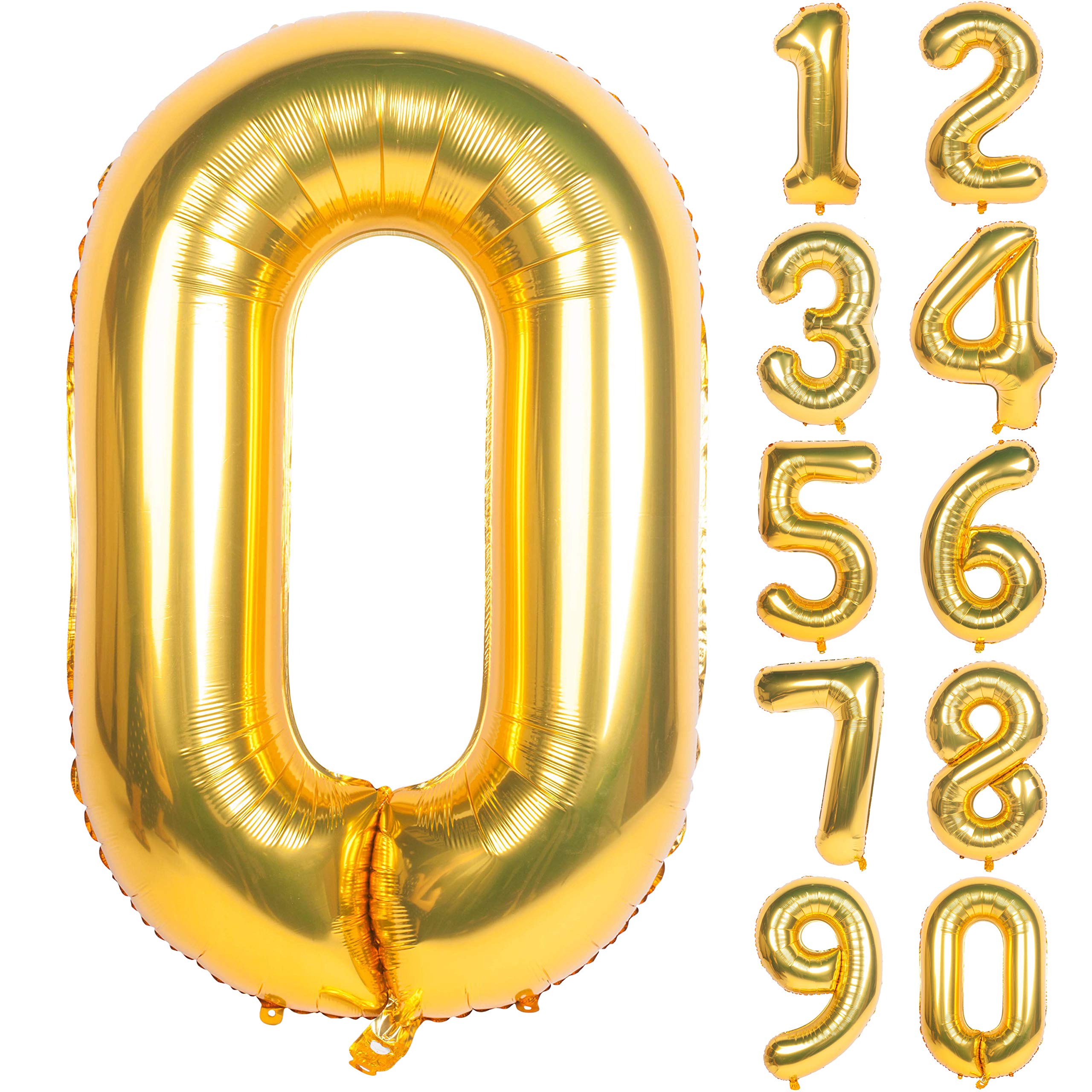 40 Inch Gold Number Balloon (Gold 0) - Large Foil Balloon for Birthday Party Decorations, Anniversary, Graduation, Wedding & Special Events