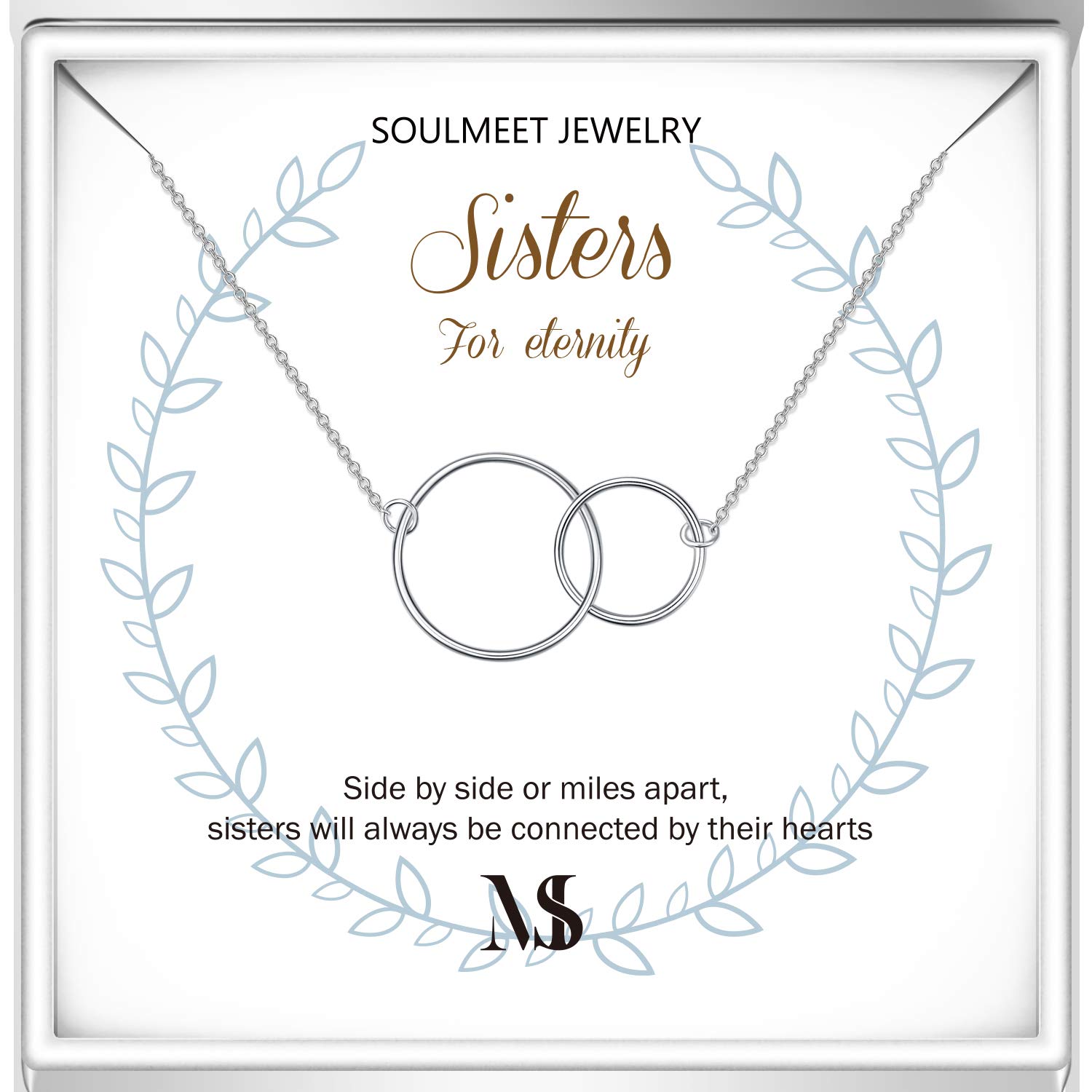 SOULMEET Sterling Silver Sisters Forever Necklace - Meaningful Jewelry Gift for Sister, Best Friend | Christmas, Birthday, Anniversary Present | Perfect for Matching Sister Jewelry, Special Occasions & Heartfelt Moments