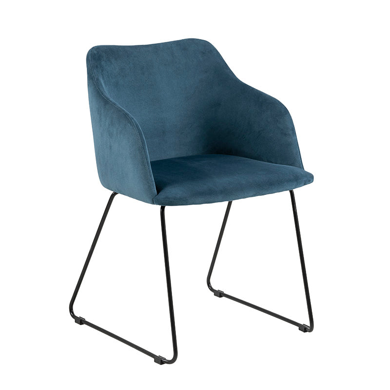 AYLA Modern Dining Chair - Blue Velvet Upholstered Accent Chair for Kitchen, Dining Room & Office - Comfortable & Stylish Seating Solution for Home Decor