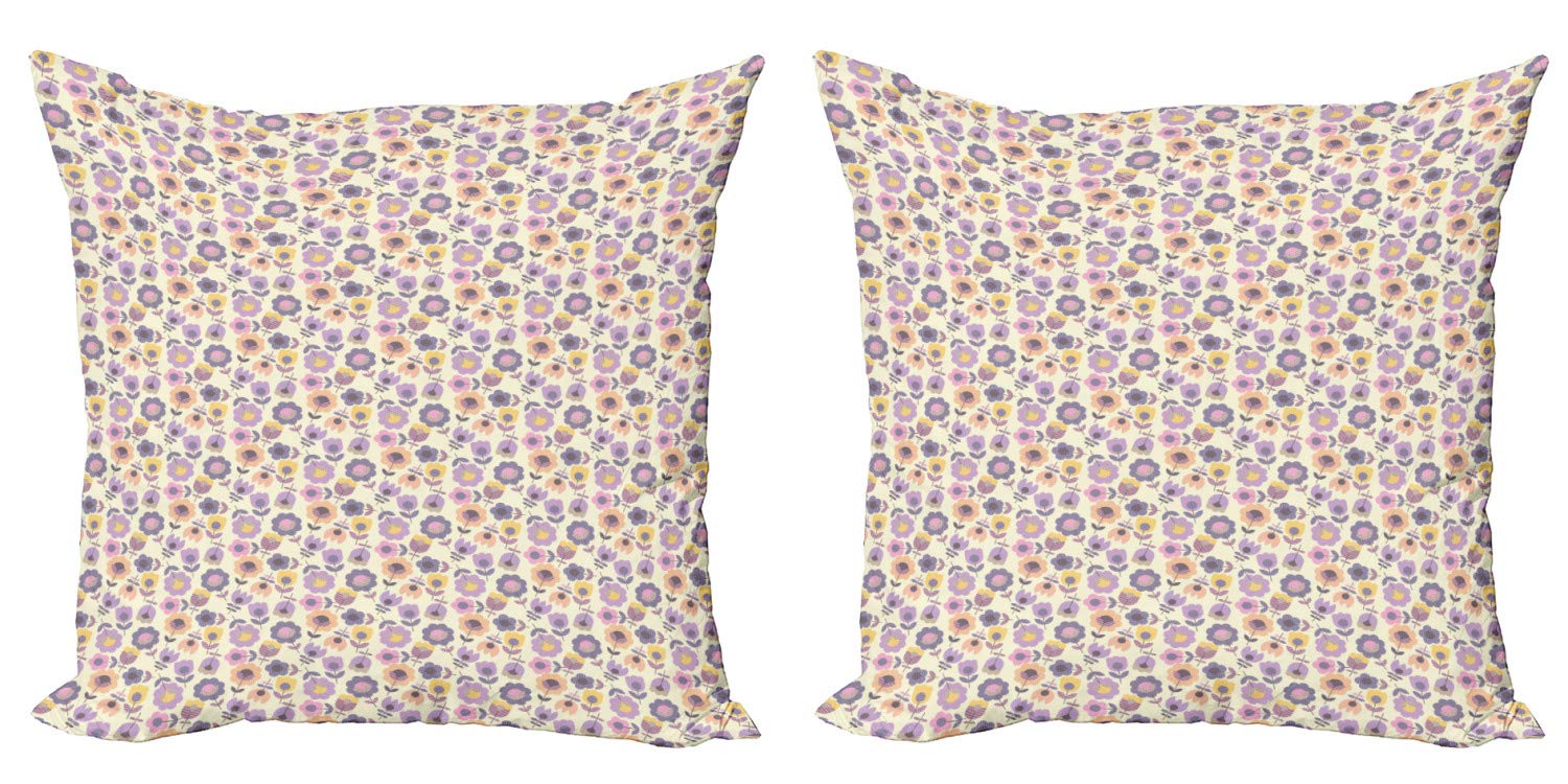 Ambesonne Spring Floral Throw Pillow Covers Pack of 2 - 24