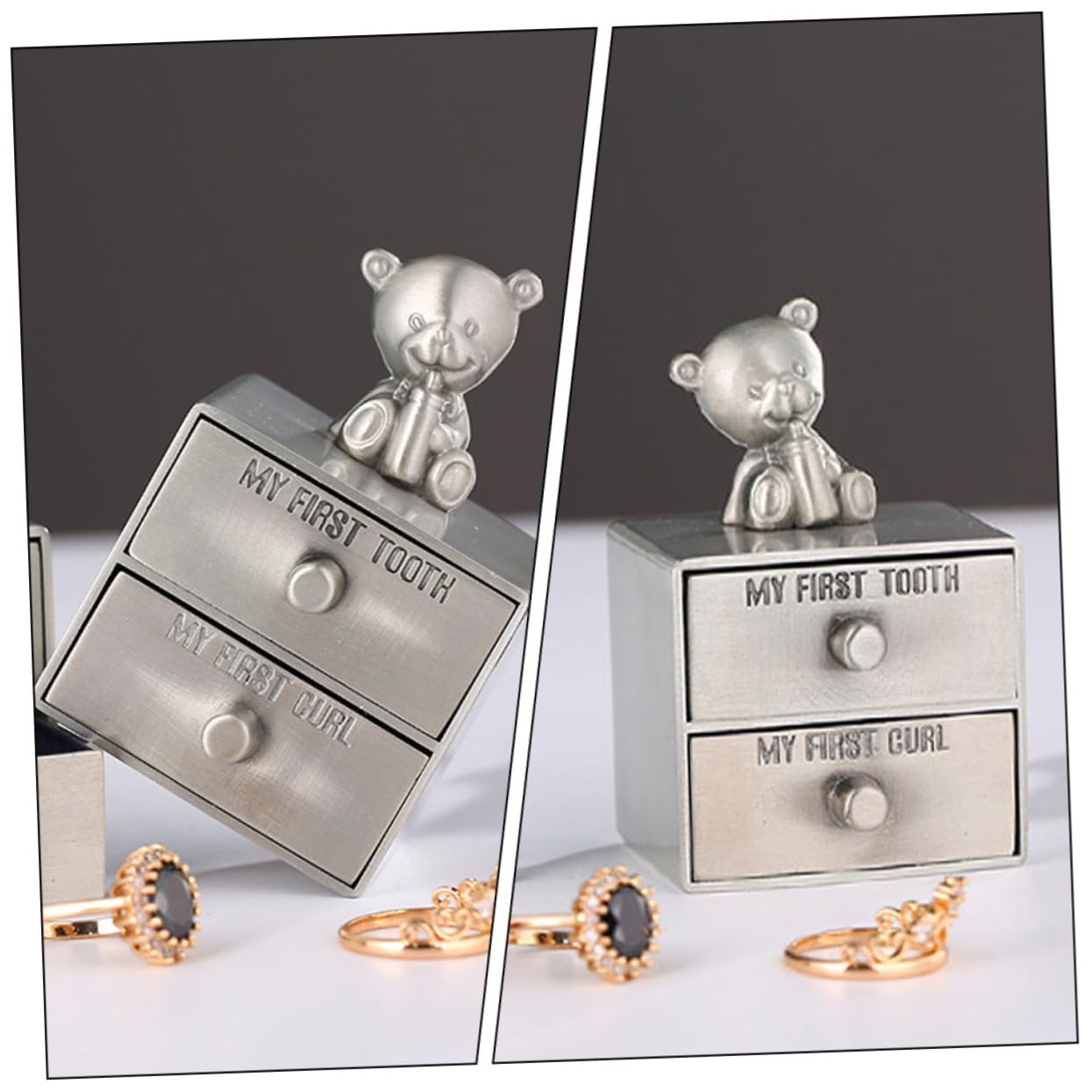 CHILDWEET Kids Tooth Storage Box - Metal Tooth Holder & Jewelry Trinket Box for Boys and Girls | Perfect for Baby Teeth Keepsake, First Tooth Collection & Small Jewelry Organization
