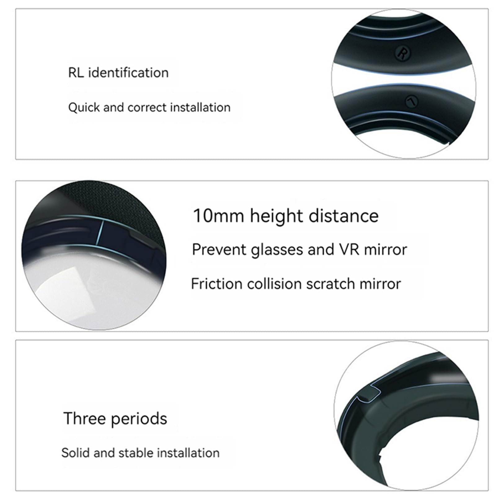 NUHFUFA VR Lens Protective Frames for Meta Quest 3 - Anti-Scratch Glasses Spacer Set with Storage Box | Compatible with Quest 3 Accessories | Perfect for VR Gaming, Movie Watching & Protecting Your Headset Lenses