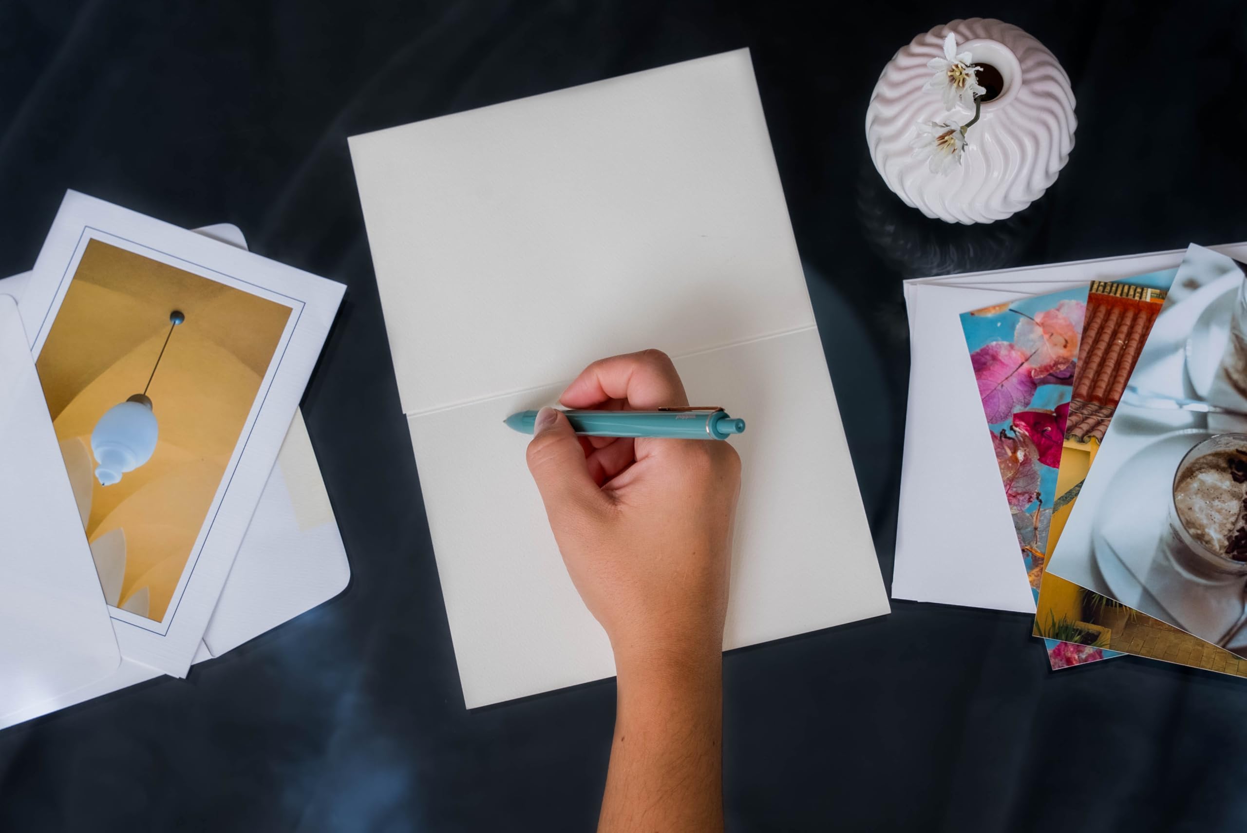 Premium 4x6 Photo Insert Cards with Envelopes - Deep Blue & Gold Ink Holiday Greeting Cards for Christmas & New Year - Pack of 10 - Perfect for Family Photos, Scrapbooking & Seasonal Wishes