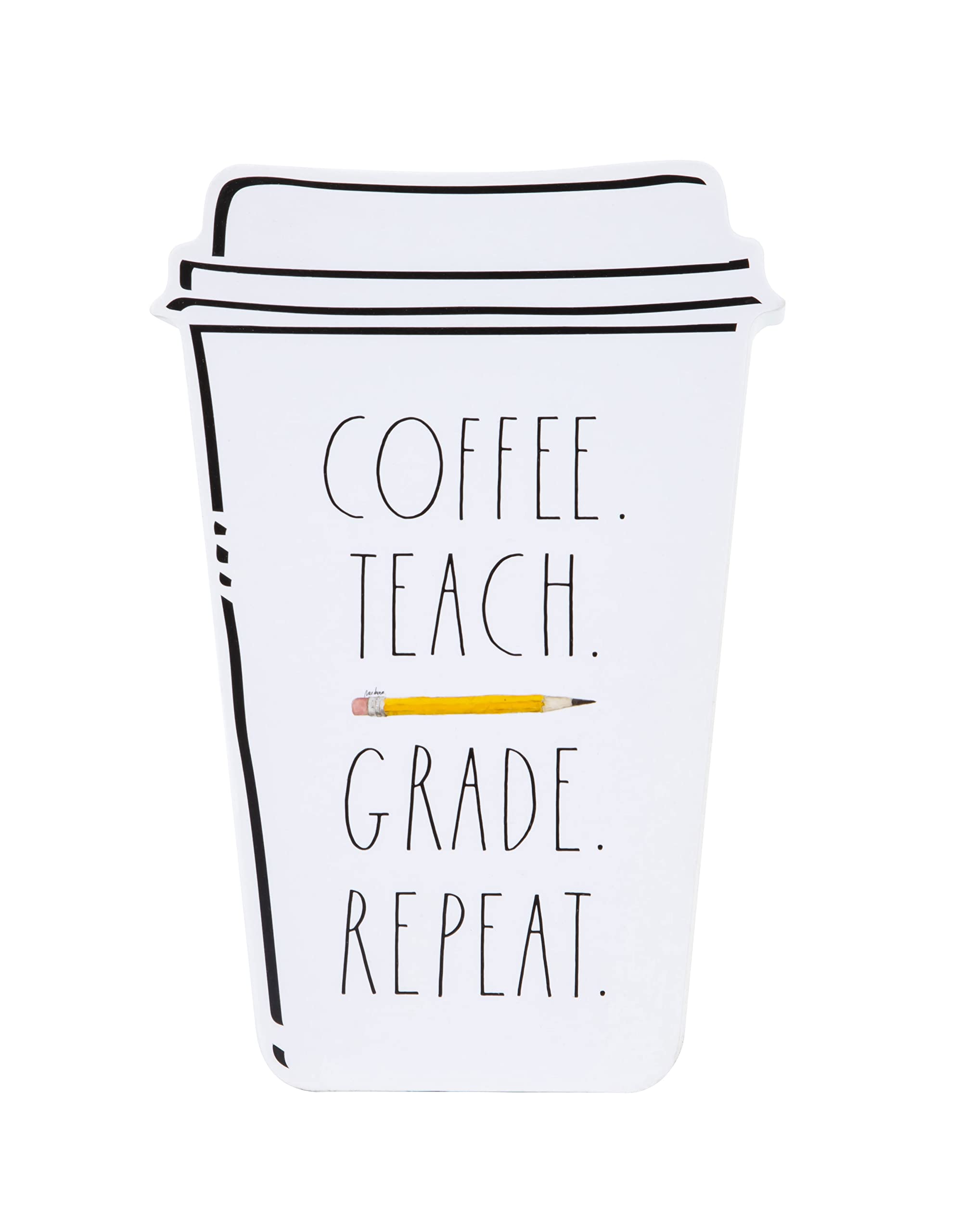 Rae Dunn Teacher Desk Decor - Motivational Inspirational Sign for Teachers, School Counselors & Professors - Rustic Farmhouse Classroom & Office Decor for Women (Coffee 