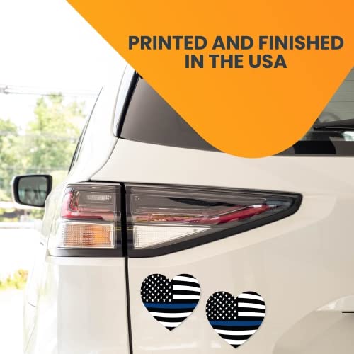 Thin Blue Line American Heart Magnet Decal - 2 Pack 5 Inch Heavy Duty Car Magnet for Truck, SUV - Support Police & Law Enforcement - Made in USA - Perfect for Showing Support on Vehicles, Fridges & Metal Surfaces