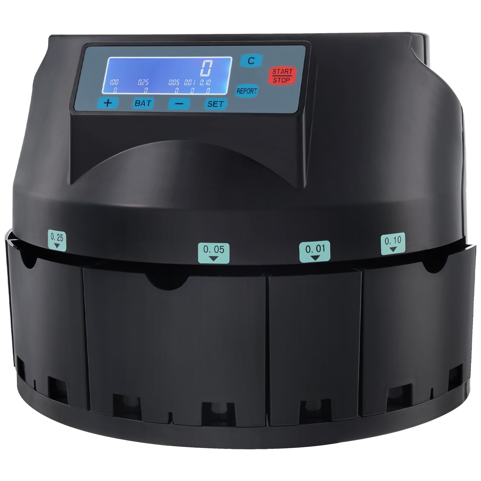 VEVOR Coin Counter & Sorter Machine with LCD Display - High Speed 300 Coins/min, 2000 Coin Capacity for US Currency (Pennies, Nickels, Dimes, Quarters & $1 Coins) - Includes 5 Sorting Bins & Tubes - Perfect for Banks, Retail Stores & Cash-Intensive Businesses