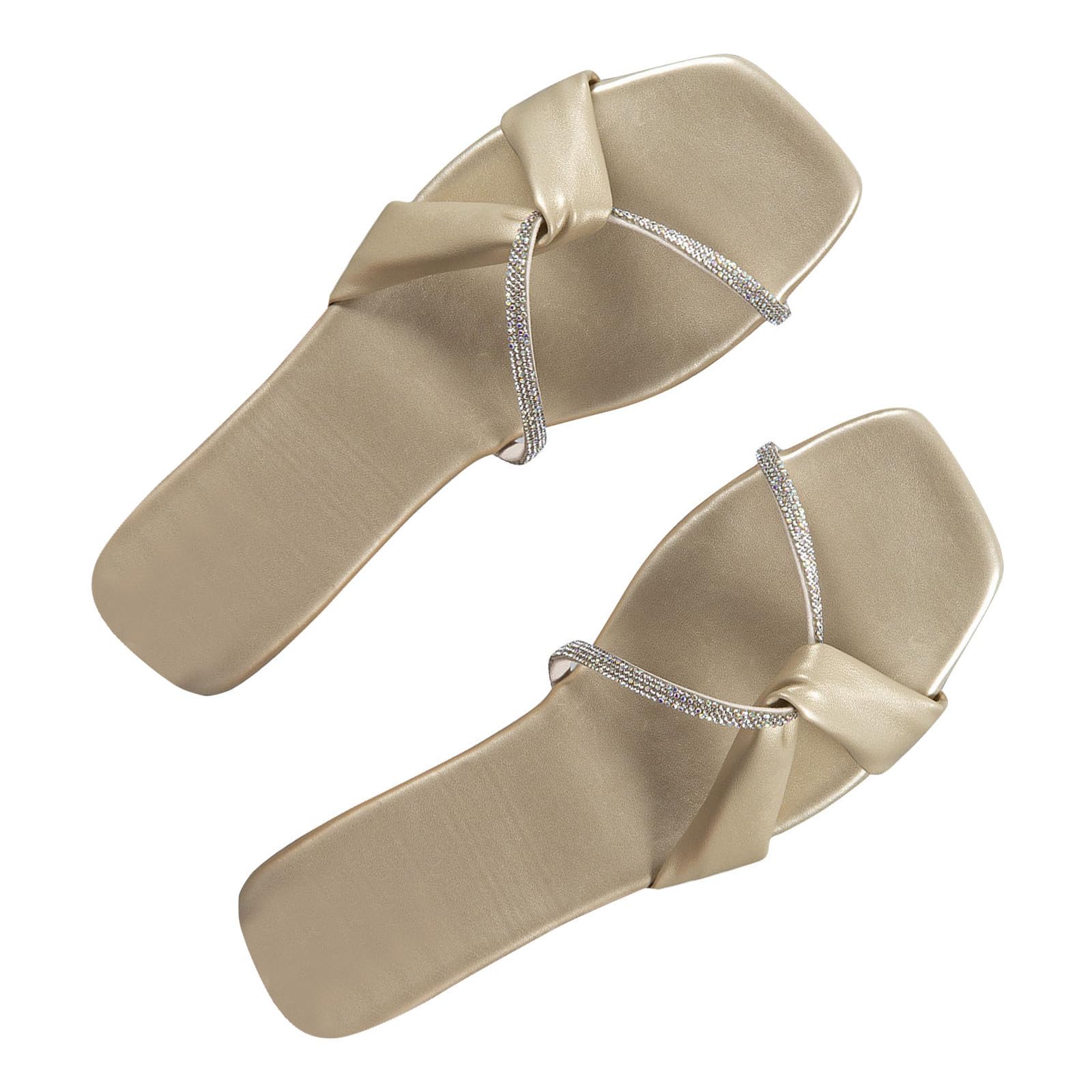 Women's Fashionable Flat Sandals with Twisted Sequins - Comfortable Beach Walking Shoes for Summer Outings, Vacations, and Casual Wear