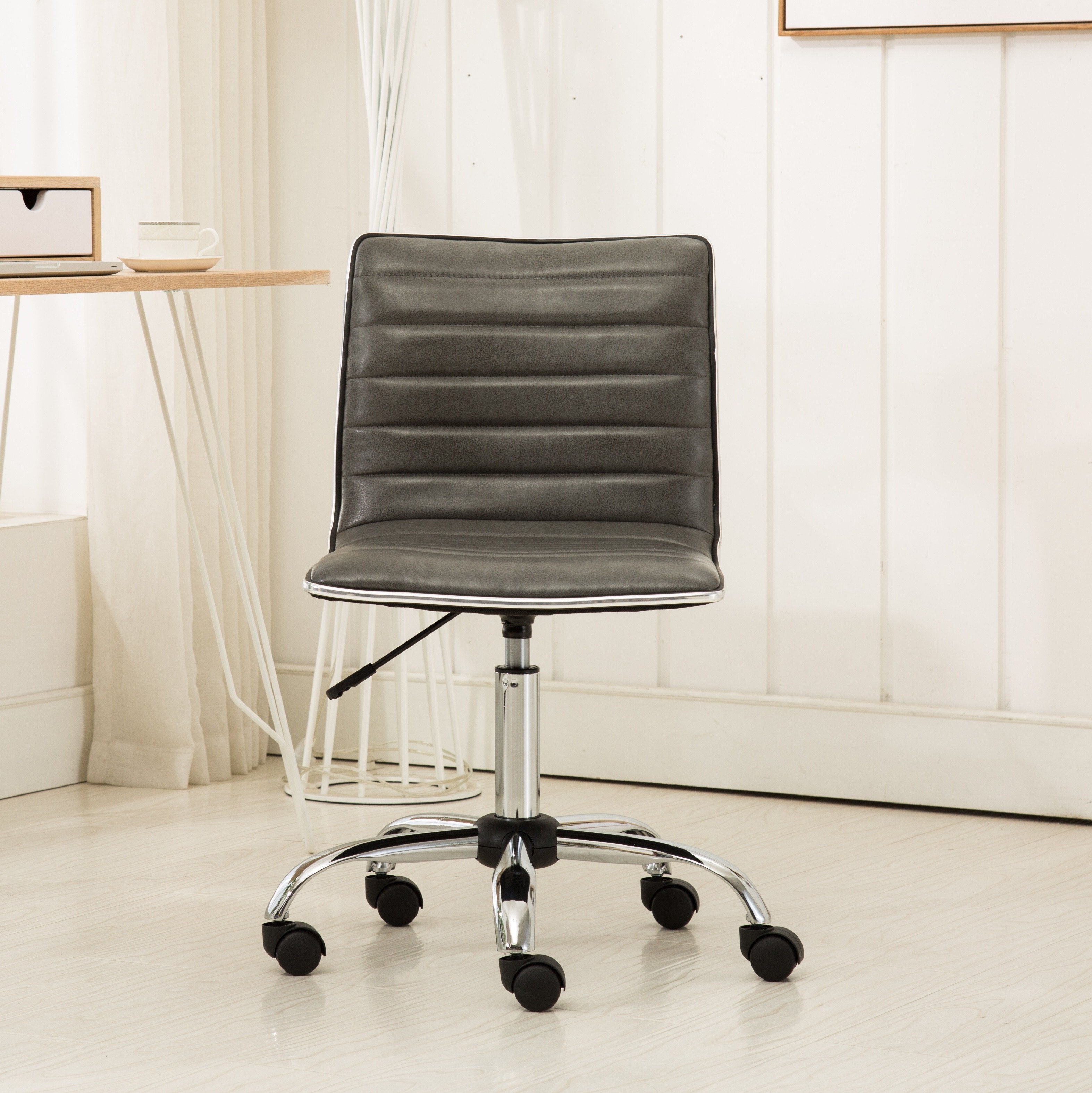 Roundhill Furniture Fremo Chromel Adjustable Air Lift Office Chair with Lumbar Support - Ergonomic Mesh Back & Seat, Gray - Perfect for Home Office, Gaming & Workspace Comfort