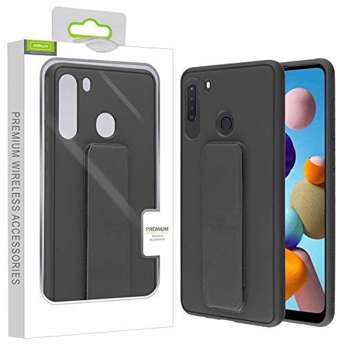 Premium Airium Hybrid Protective Case with Built-in Foldable Stand for Samsung Galaxy A21 - Shockproof & Slim Design - Perfect for Work, Travel & Entertainment (Black)