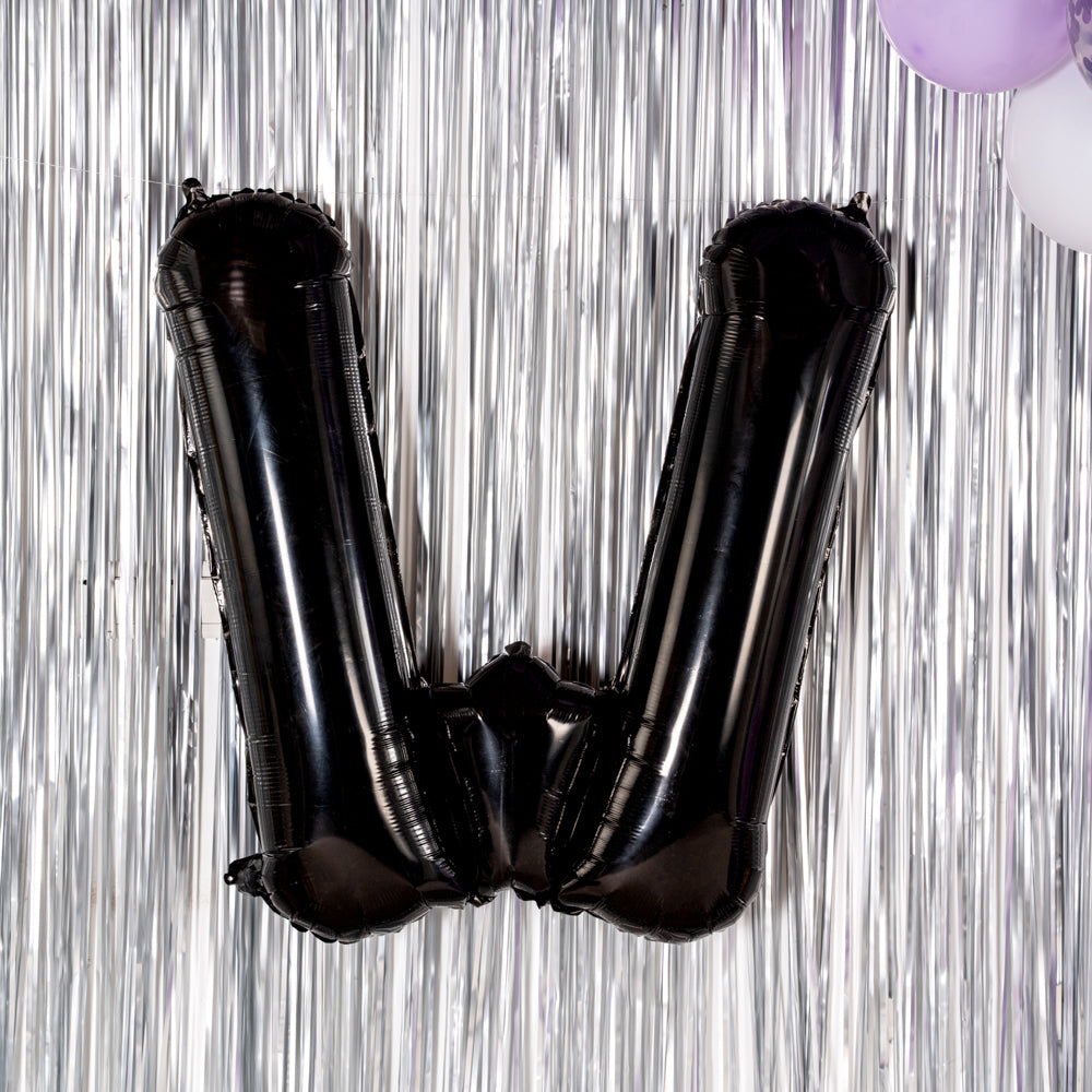 Black Mylar Letter W Balloon - 40 Inch Large Foil Balloon for Birthday Party Decorations, Baby Showers & Graduation Celebrations - 1 Count Box