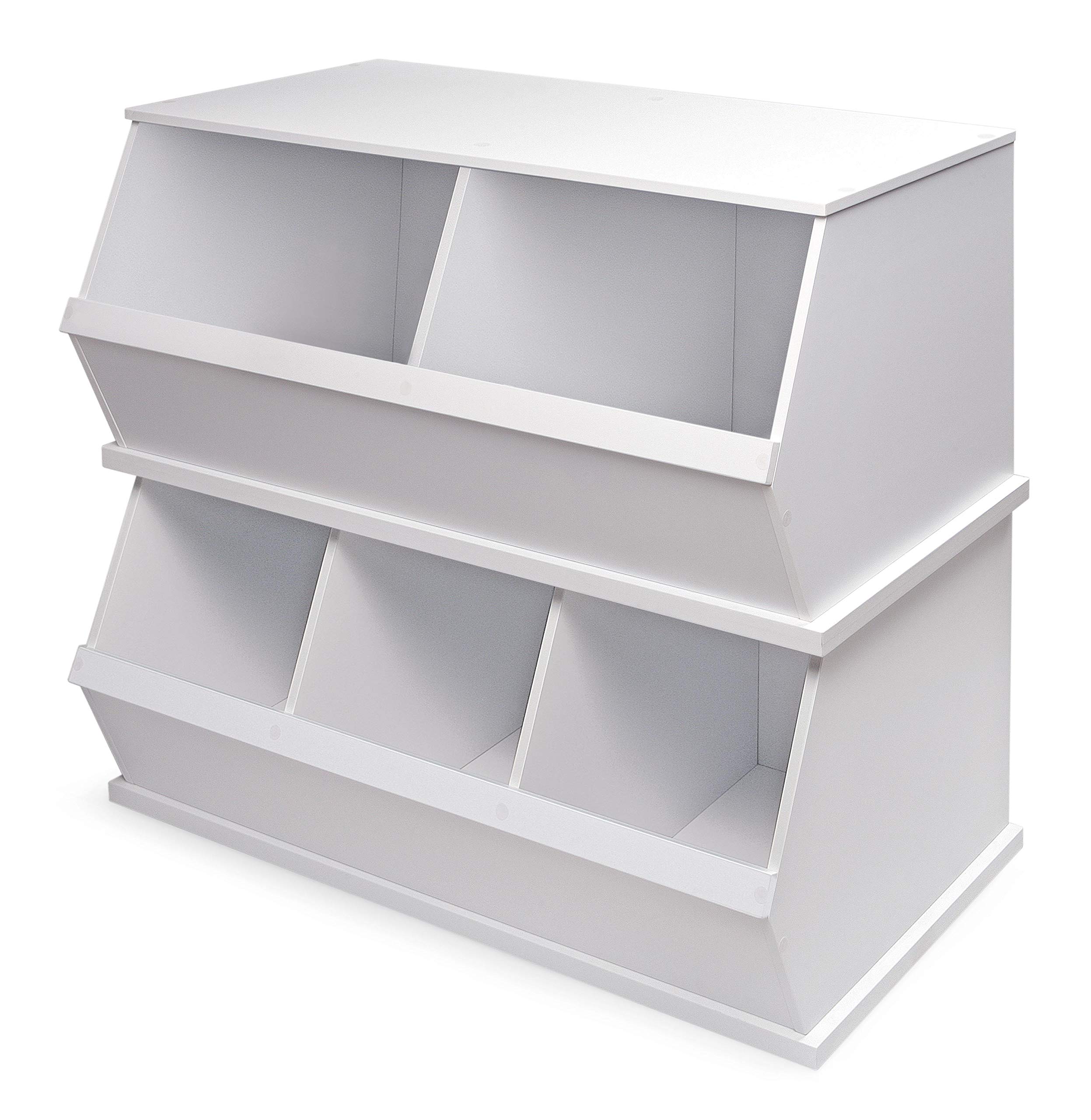 Badger Basket Two-Bin Stackable Storage Cubby – White Modular & Expandable Organizer for Toys, Crafts, Kids Room & Playroom Organization