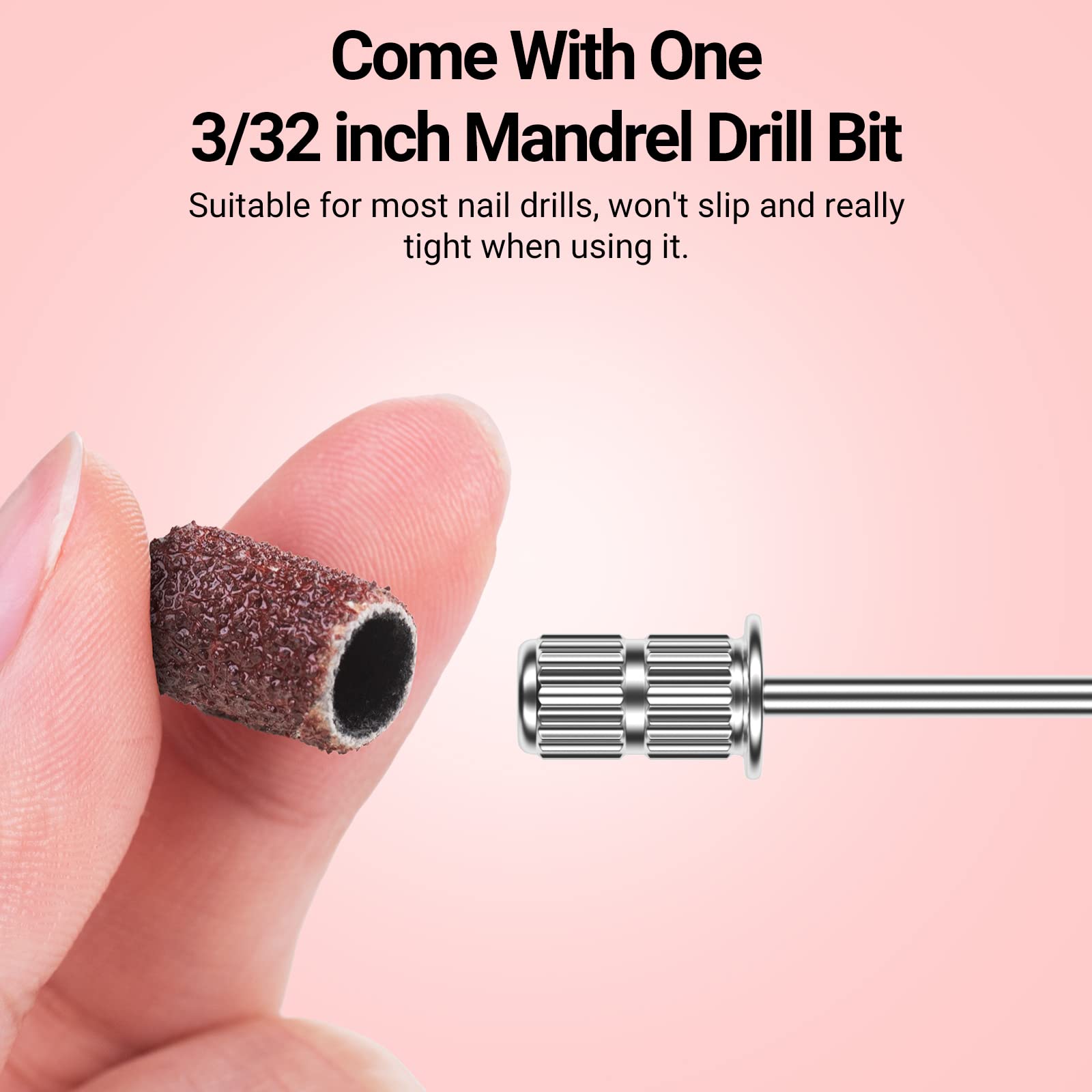 MelodySusie 100 Pcs Nail Drill Bits Sanding Bands - 60 Coarse Grit Nail File Sanding Bands for Acrylic Nails, Gel Manicures & Pedicures | Professional Nail Art Tools for Salon & Home Use