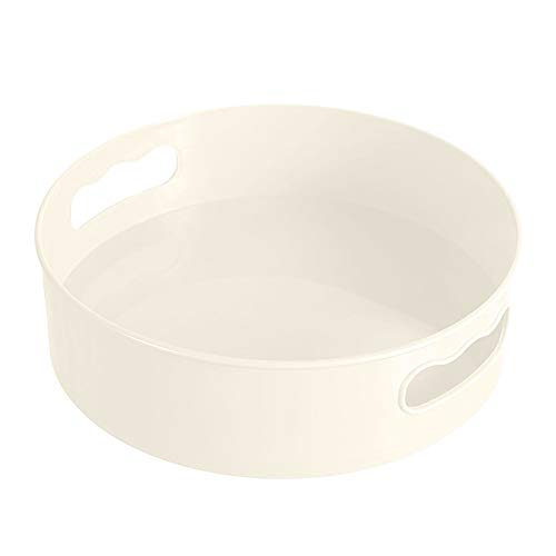 Non-Slip Lazy Susan Turntable with 2 Handles - 9.1x2.75inch Rotating Storage Organizer for Kitchen, Pantry, Bathroom & Freezer - White | Space-Saving Spice Rack, Makeup Organizer & Cabinet Storage Solution